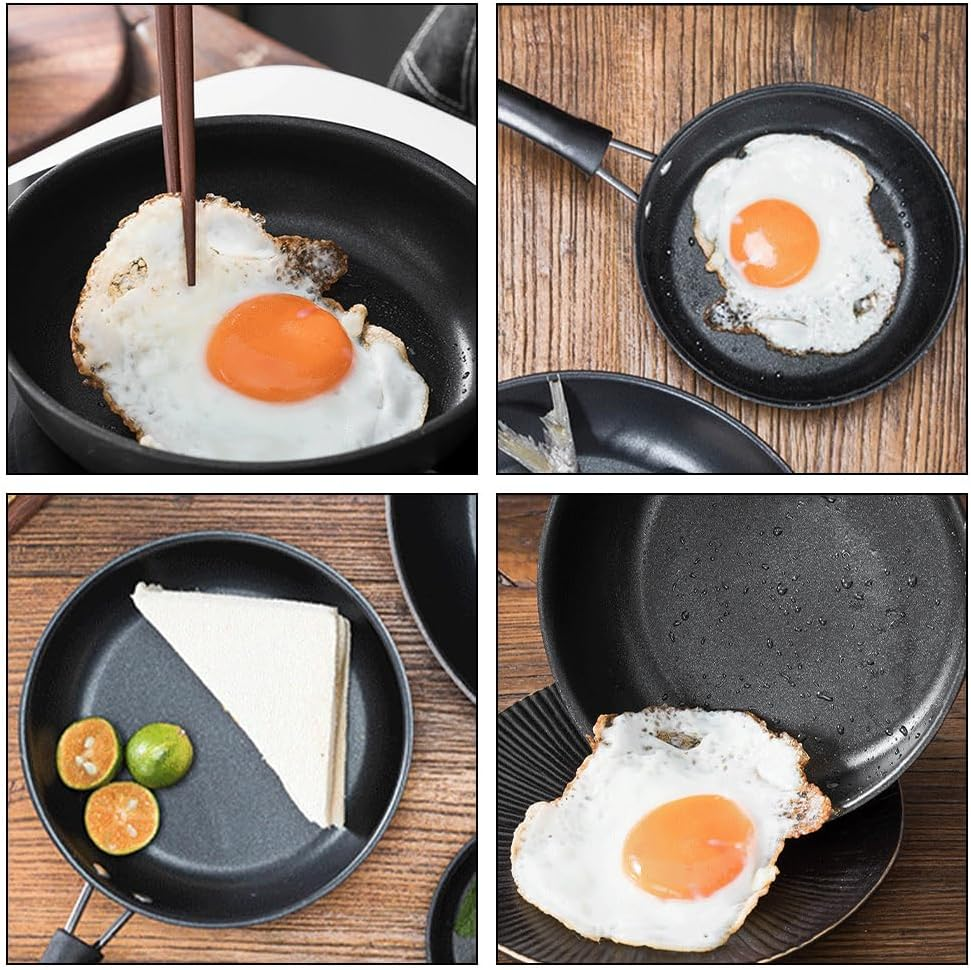 Non Stick Omelette Mini Frying Pan Easy Clean Fish round with Handle Stainless Steel Ergonomic image number 4