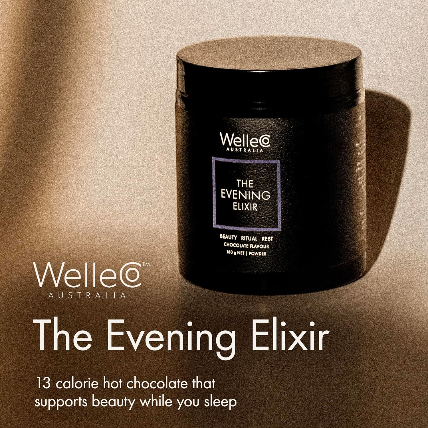Welleco the Evening Elixir, Vegan Healthy Hot Chocolate Beauty Drink Mix, with Magnesium & Vitamin C Powder Supplement for Sleep, Collagen & Skin Glow, Low Calorie, Dairy-Free, 150G image number 5