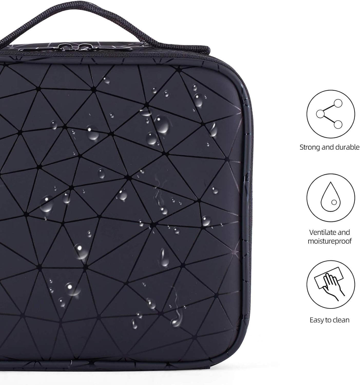 JOVALA Make up Travel Case Large Makeup Bag Cosmetics Train Case Makeup Suitcase with Compartments Toiletries Brush Organizers and Storage Bag (Black) - Black image number 6