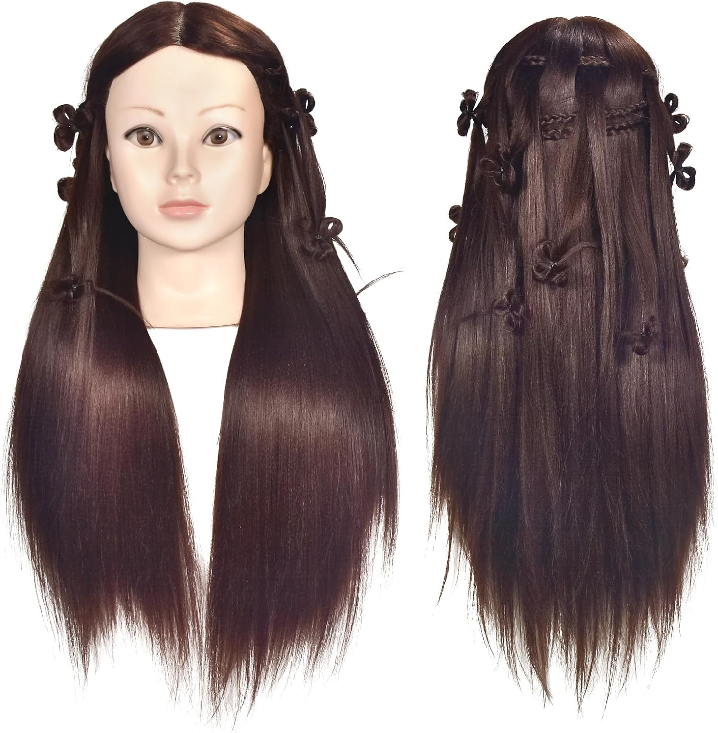 Training Head, Blad Mannequin Head,71 Cm, with 100% Synthetic Hair, Mannequin Head for Cosmetology, with a Table Clamp image number 1