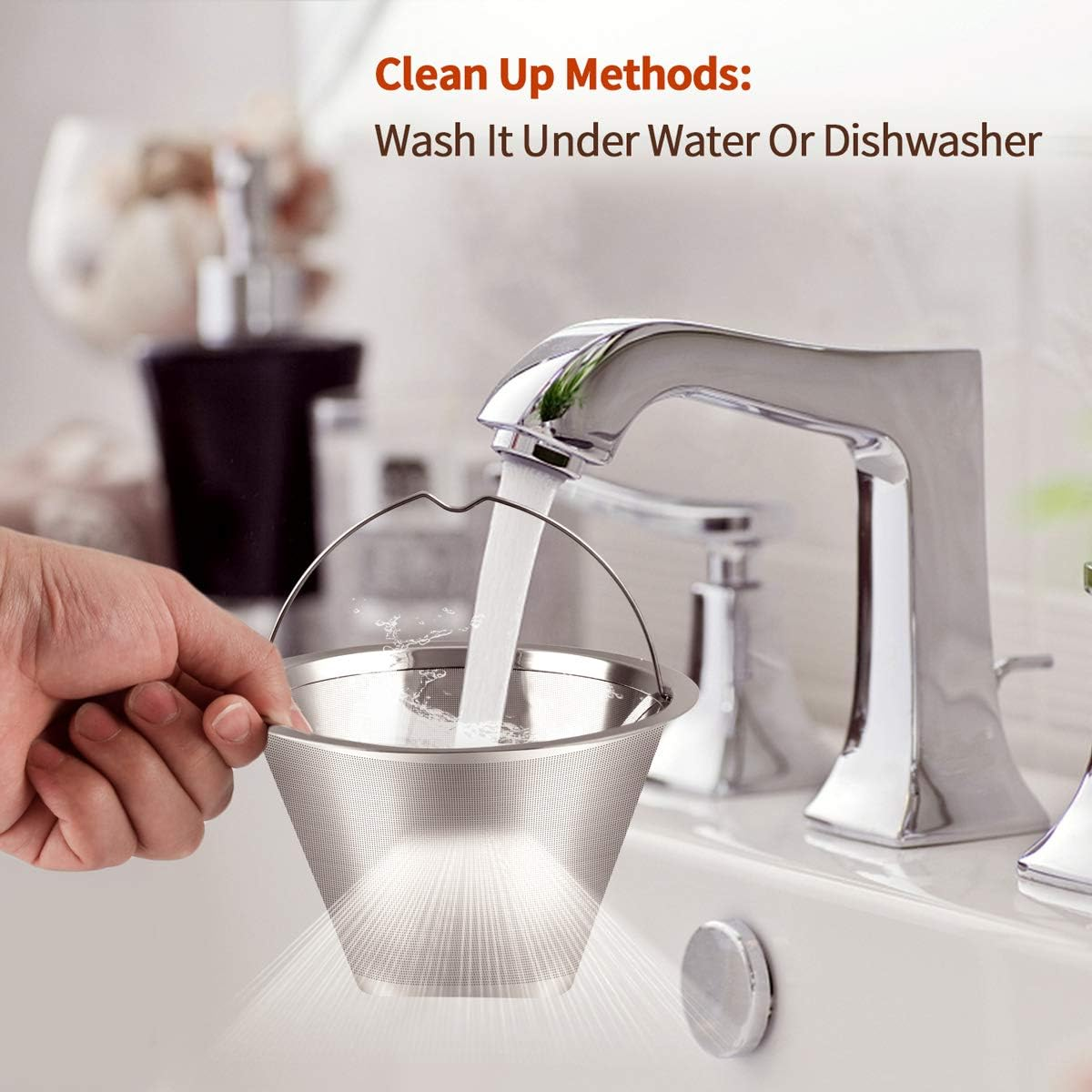 #4 Reusable Permanent Cone Coffee Filters, 8~12 Cup Size 4 Coffee Filters, Perfect Fit for Cuisinart Ninja Hamilton Beach Coffee Maker Filter, Replace Cuisinart GTF Gold Tone Coffee Filters image number 2