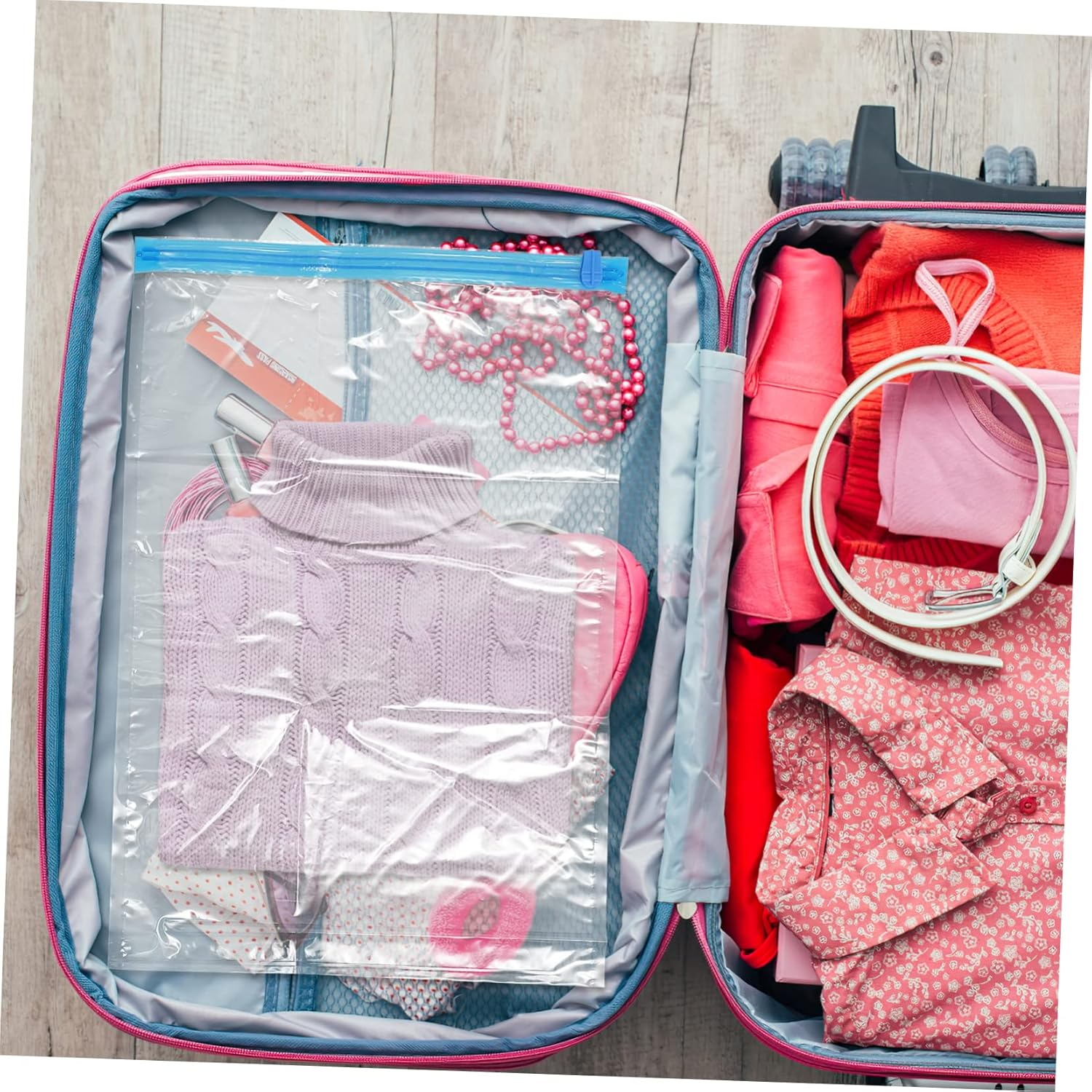 HOOTNEE 10Pcs Hand-Rolled Compression Bags for Travel Space Saver Vacuum Storage Bags for Packing Clothes and Comforters Vacuum Sealing for Travel and Home Use image number 5