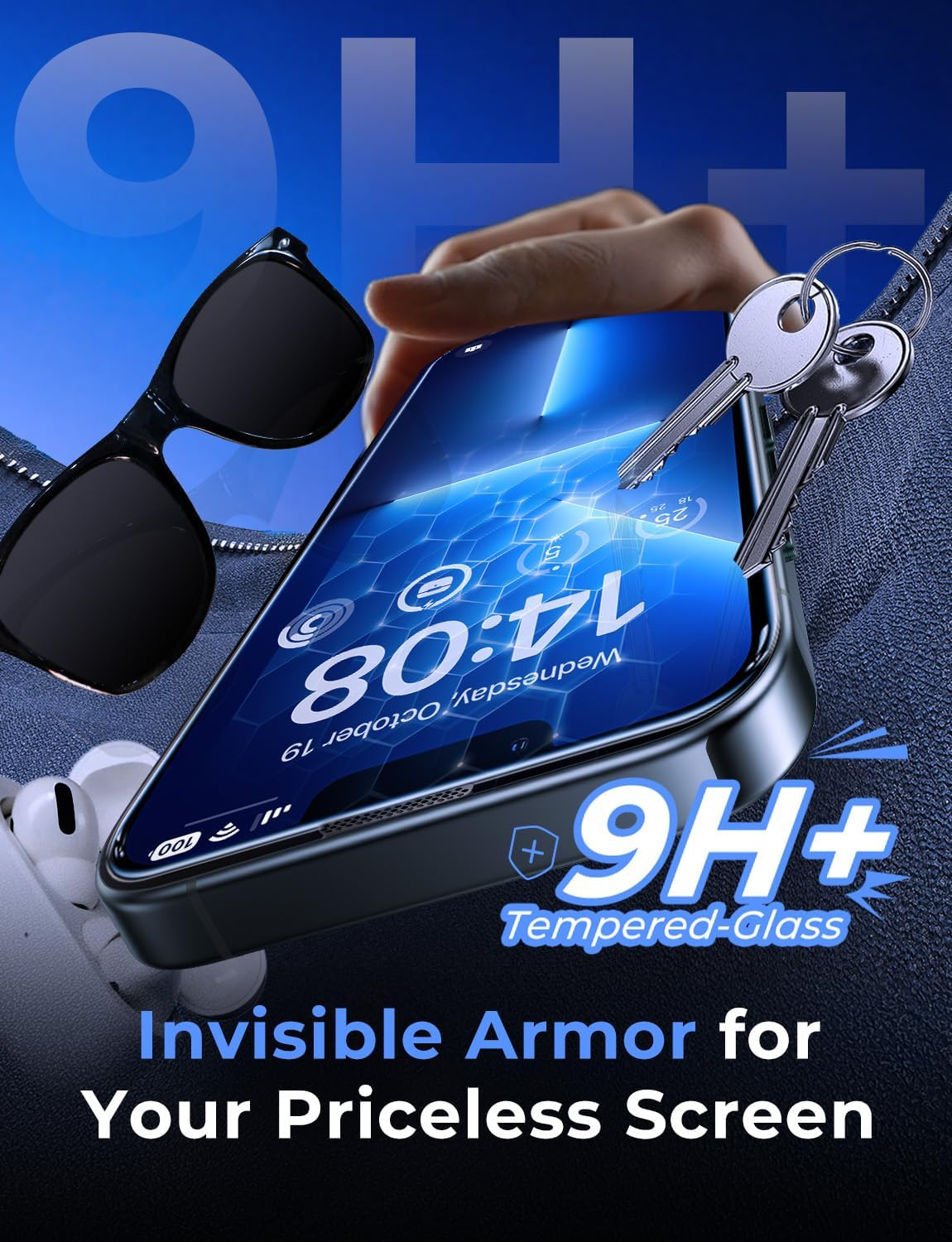 MAGIC JOHN 2 Pack for Iphone 13 Pro Max/Iphone 14 plus 6.7 Inch Tempered Glass Screen Protector, Auto Dust-Elimination Installation, Bubble Free, HD Clear, Easy Installation image number 4