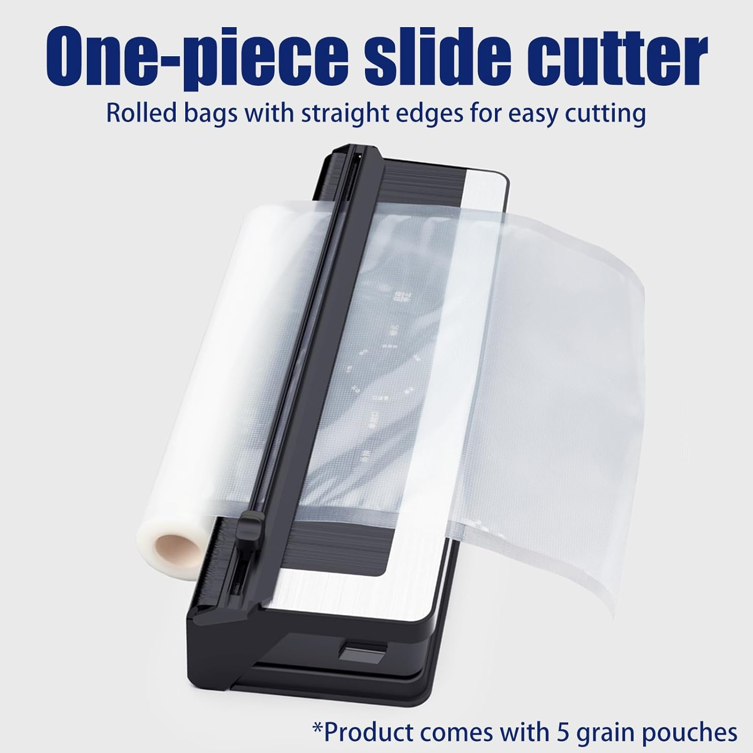 Vacuum Sealer Machine with Cutter,Automatic Sealing Machine for Food Preservation Dry Moist Sealing Modes,Food Packer Equipped with 5 Vacuum Bags,Tipai