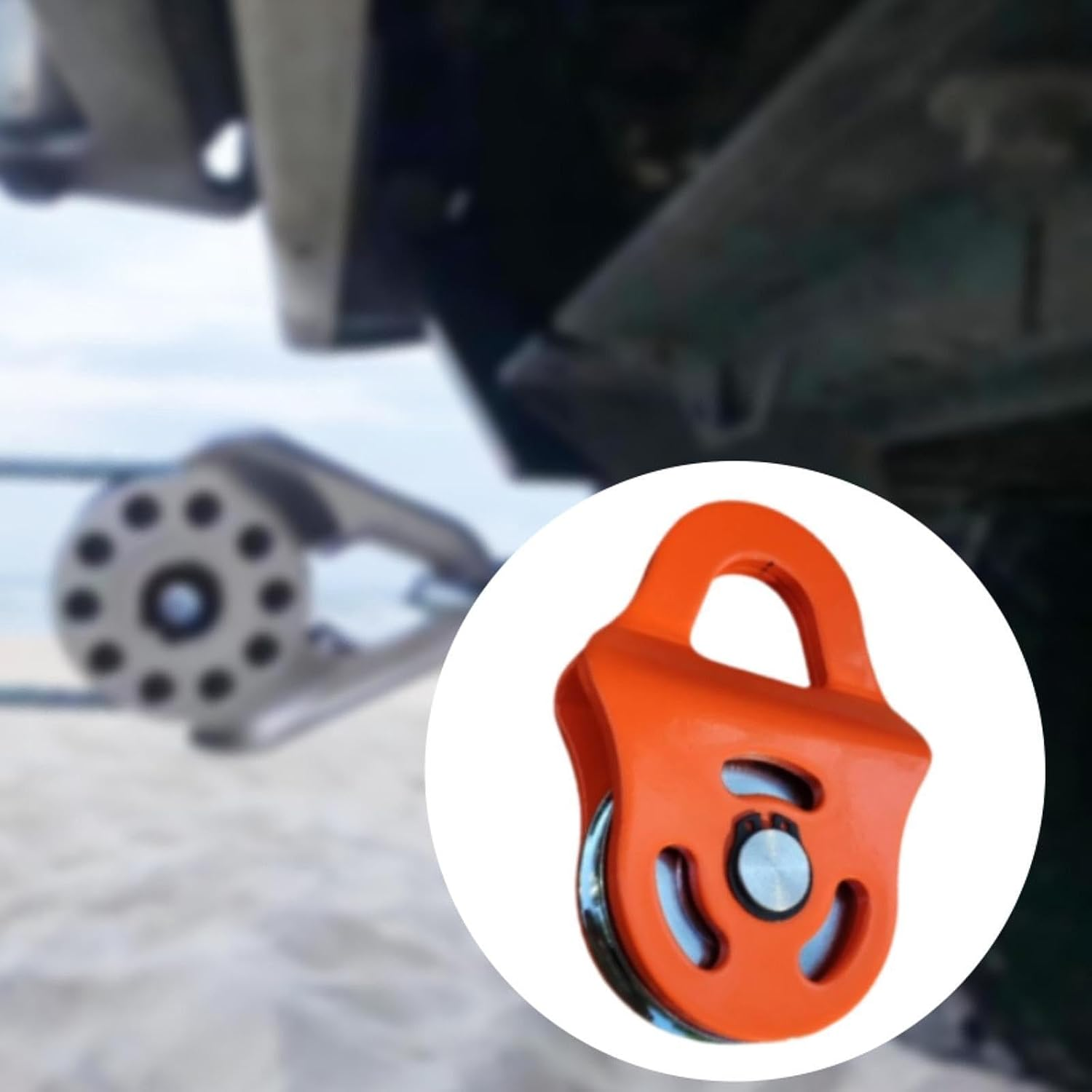 Jicsuxi Winch Snatch Block Heavy Duty 6 Ton Agricultural Recovery Winch Pulley Block Offroad Recovery Accessory, Orange image number 5