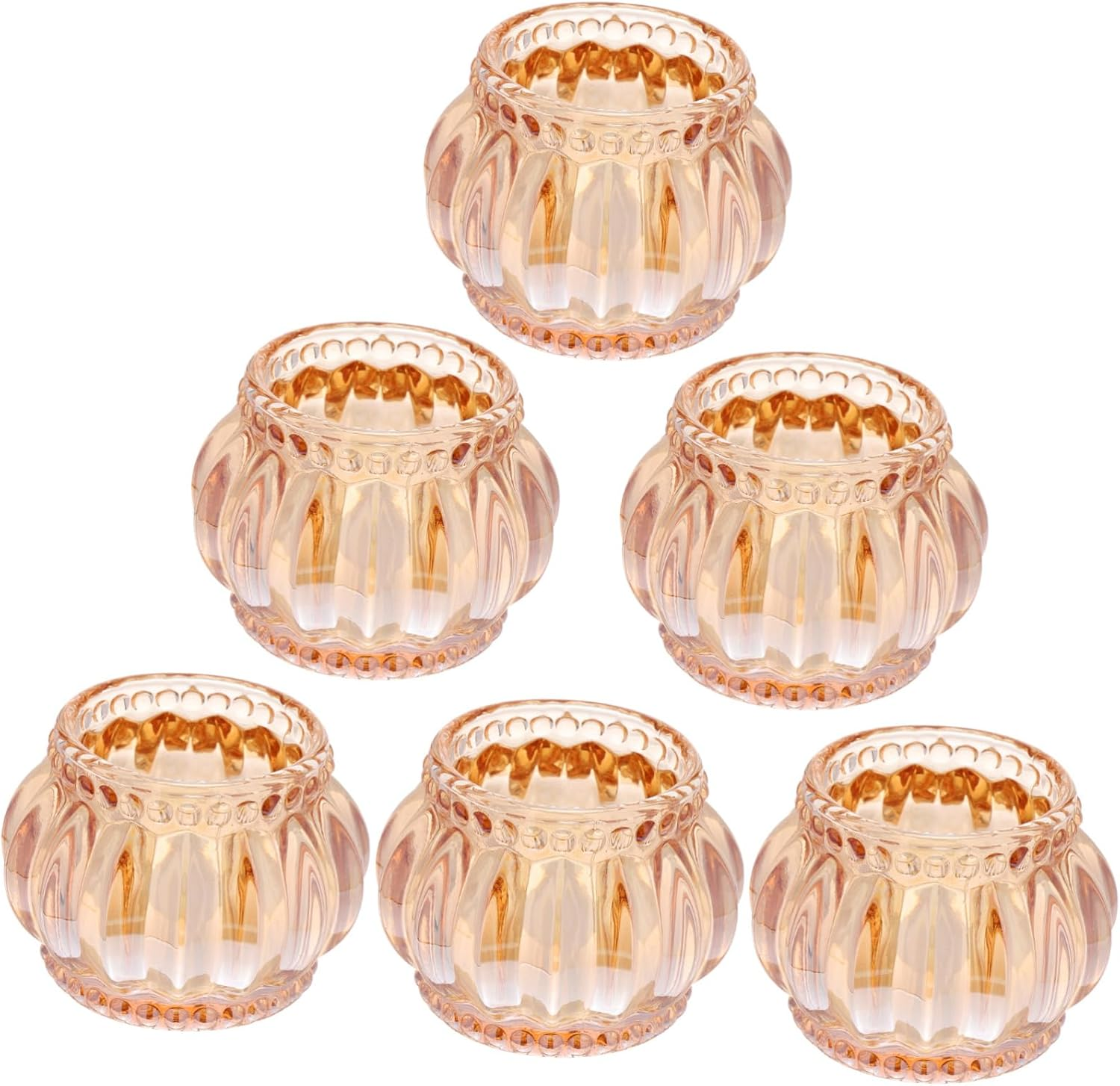 LABRIMP 6Pcs Elegant European Tealight Holder Glass Crystal Candle Sticks Votive Candle Holder for Decor