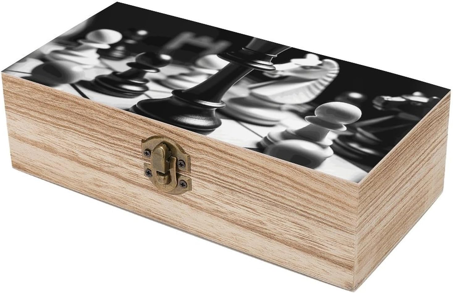 Chinese Chess Wooden Box Wood Wedding Keepsake Boxes with Lids Small Decorative Boxes Lightweight Wooden Memory Storage Box for Crafts Keepsakes Jewelry Photo Letter Storage image number 2