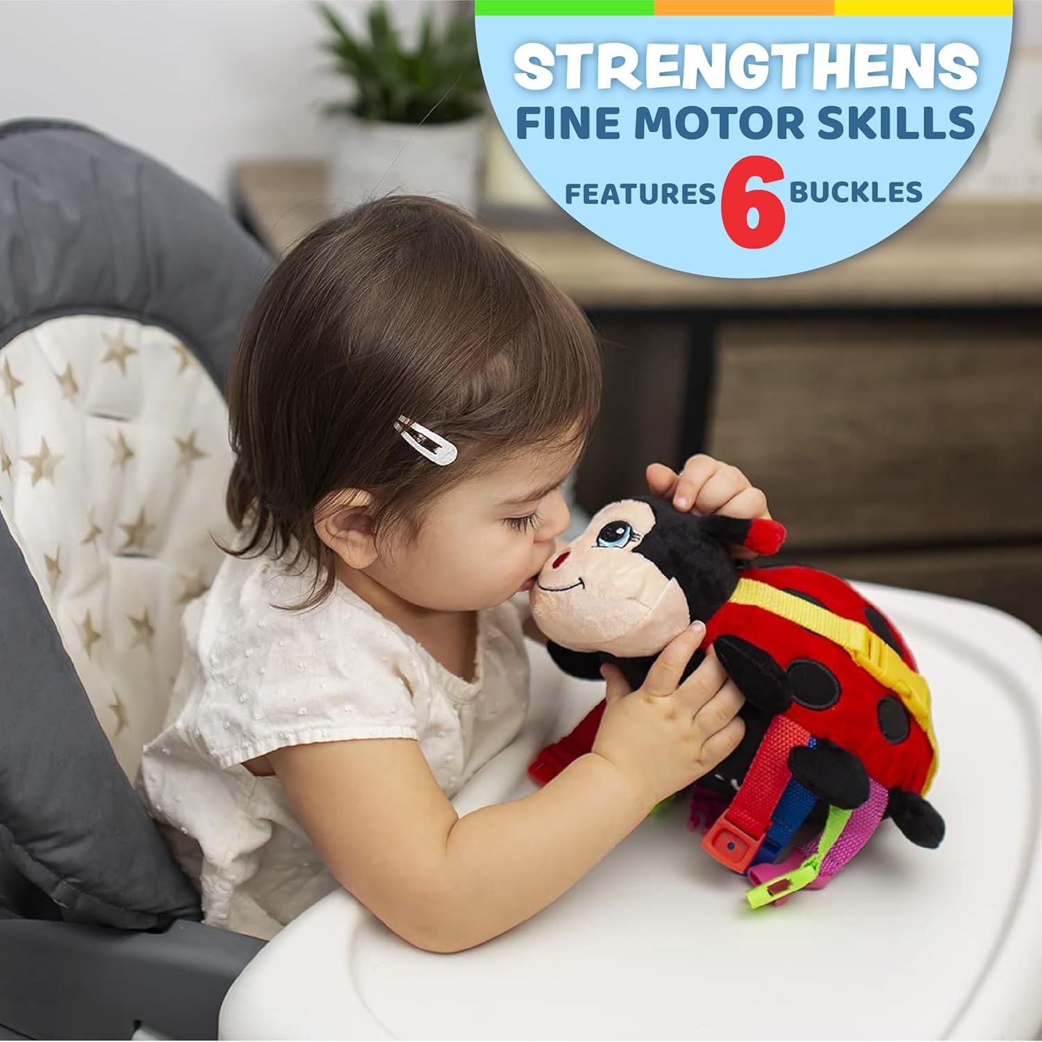 BUCKLE TOY Becky Ladybug - Toddler Early Learning Basic Life Skills Children&rsquo;S Plush Travel Activity image number 6