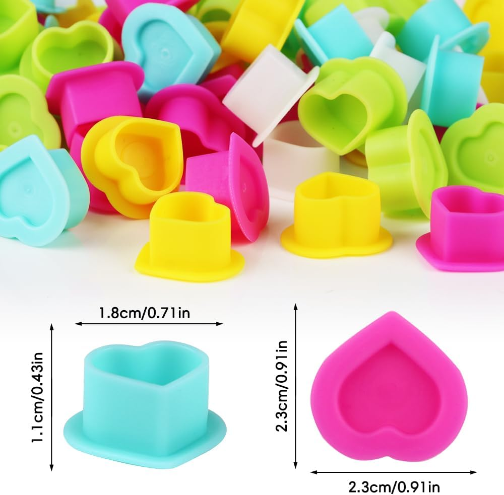 200Pcs Heart Ink Caps with Base Silicone Disposable Tattoo Pigment Cup for Tattooing Supplies image number 6