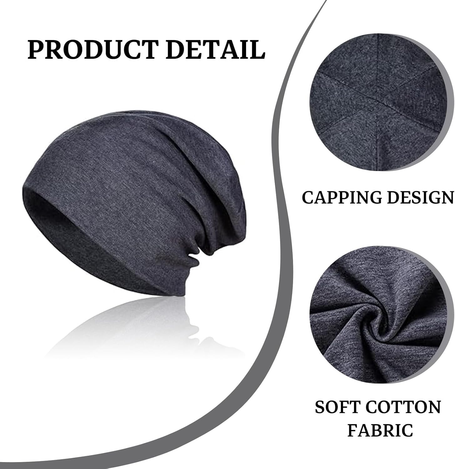 Tzylomirx 2 Pack Cotton Slouchy Beanie Hats - Breathable Lightweight Skull Cap for Men & Women, Stretchy Unisex Outdoor Beanie for Running Cycling Hiking, Breathable Chemo Hats Black image number 2