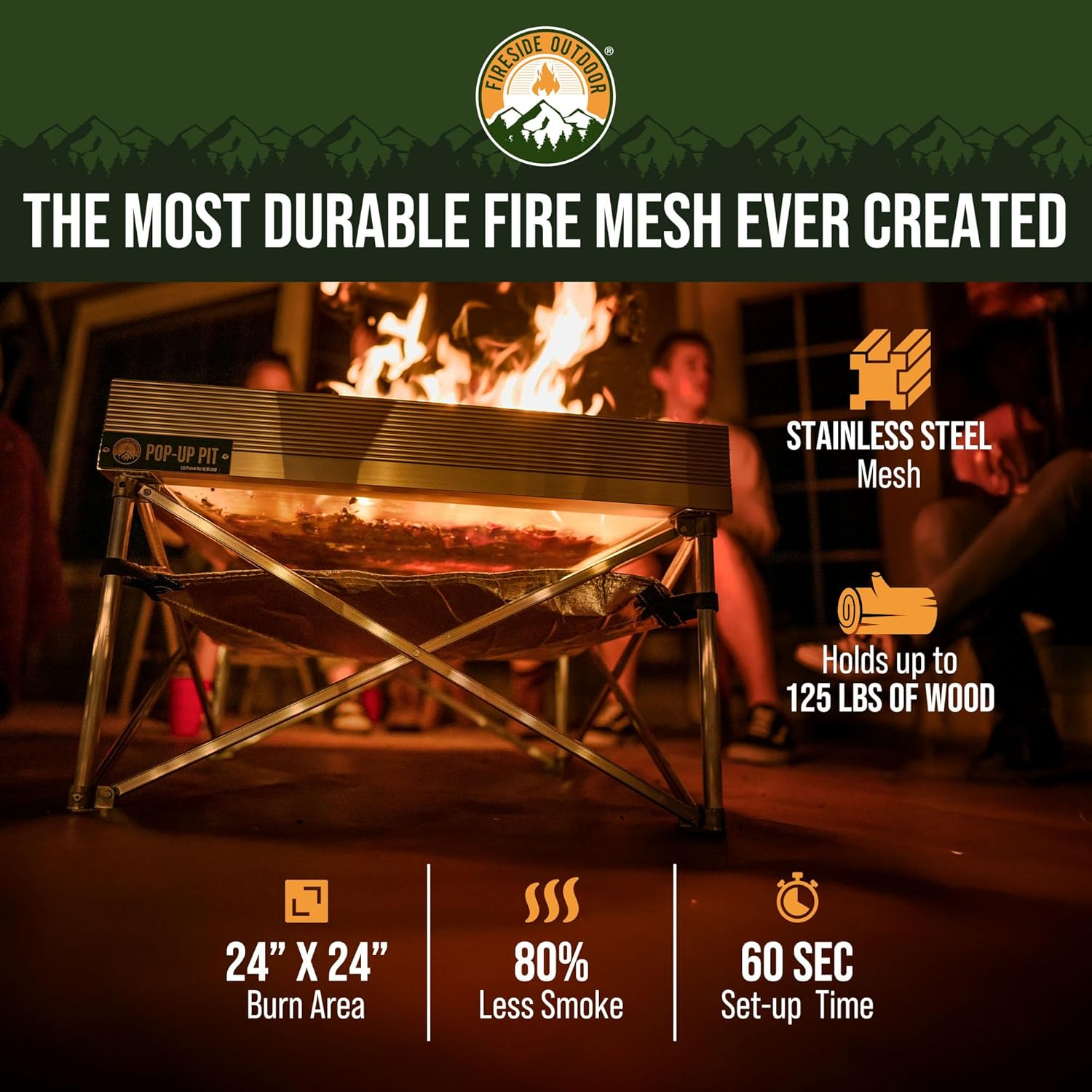 Campfire Defender Protect Preserve Pop-Up Pit 24" Fire Mesh image number 1