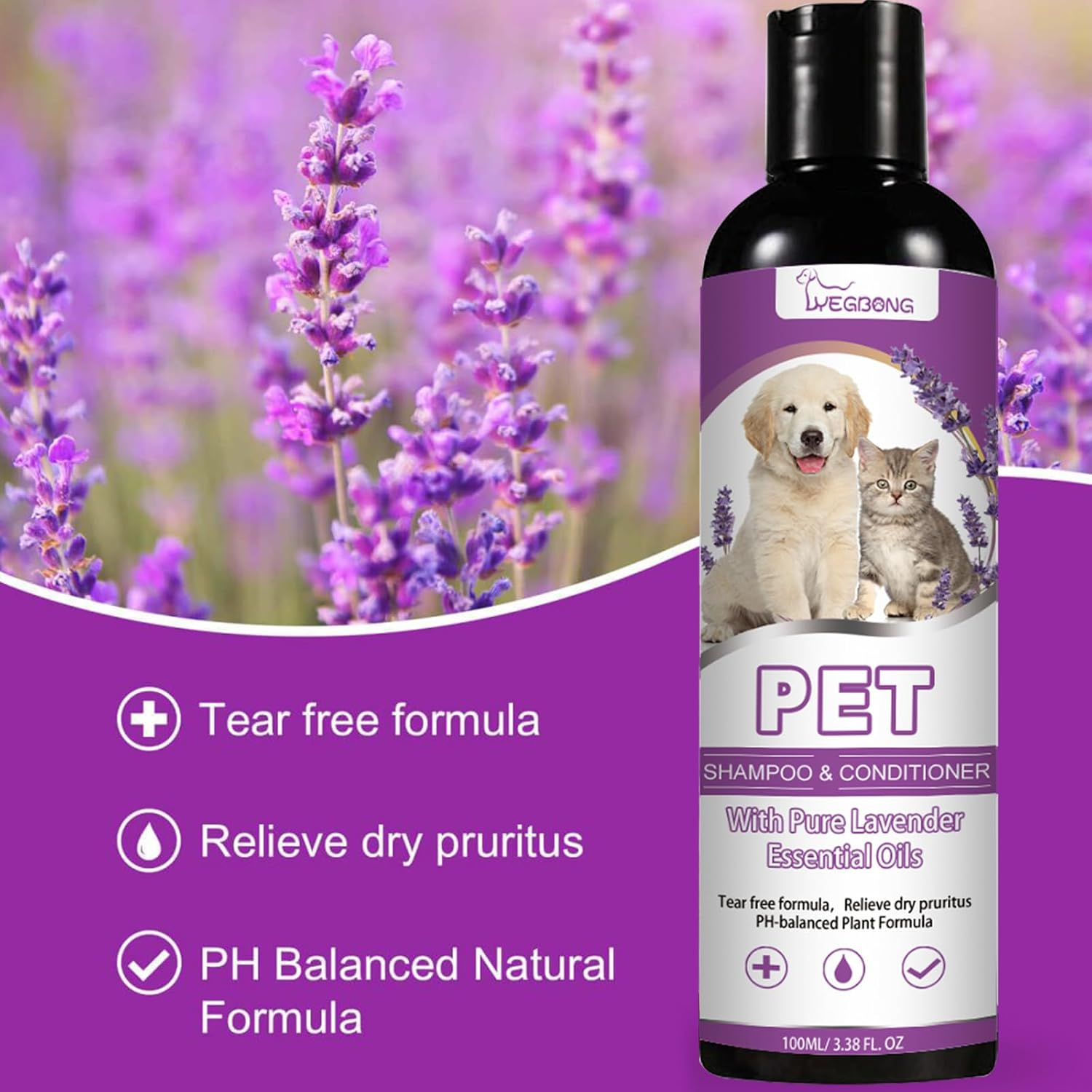 Pet Shampoo and Conditioner, Lavender Exfoliating Natural Dog Shampoo, Plant-Based Pet Products for Sensitive Skin, Pet Deodorizing Dog Shampoo image number 6