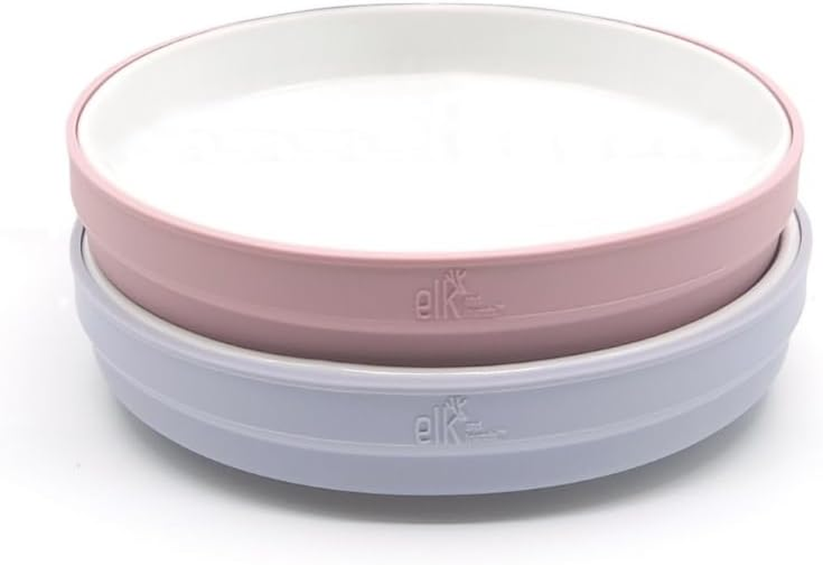 Elk and Friends Kids 7.8&rdquo; Porcelain White Plates with Silicone Sleeves | Suitable for Babies/Toddlers | Microwave & Dishwasher Safe | Non Slip Dinnerware | Snack Dishes | 2 Pack image number 5