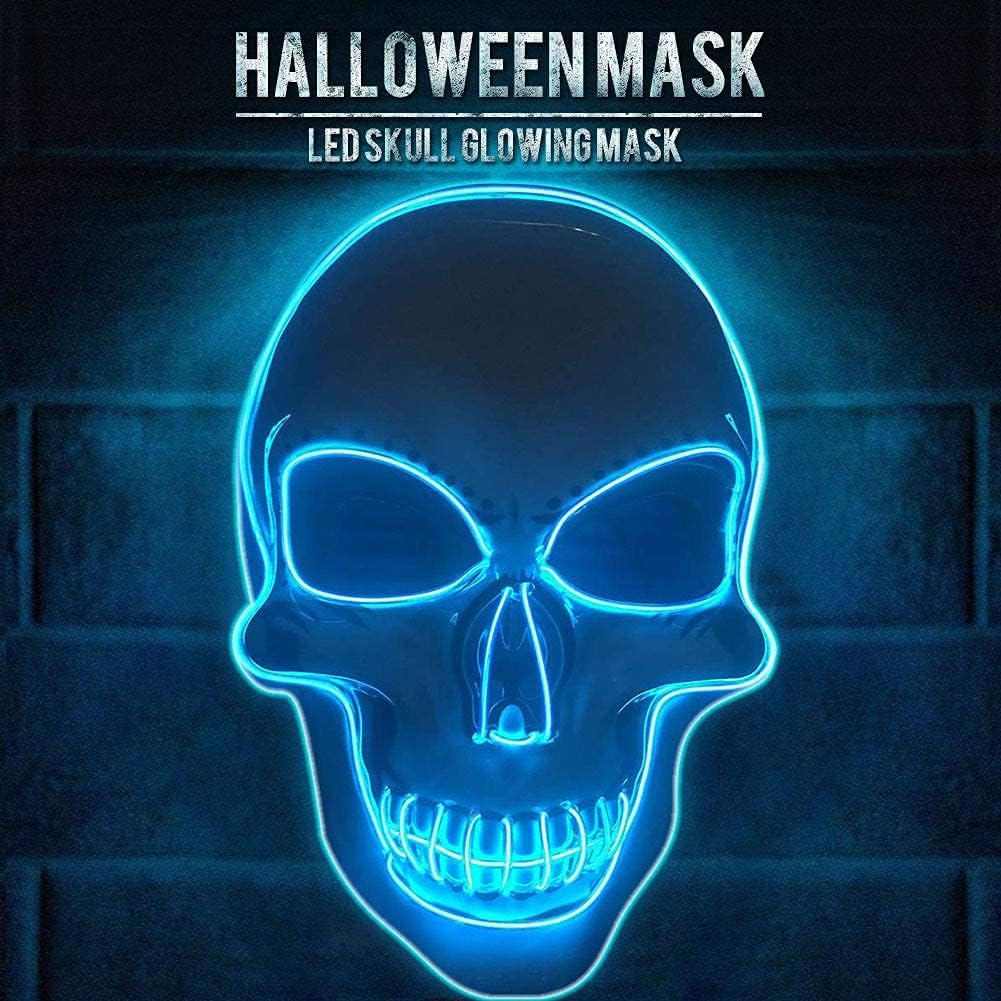 Halloween Mask, LED Glowing Horror White Skull Mask,Grim Reaper Mask,Halloween Carnival Party Cosplay Atmosphere Props image number 2