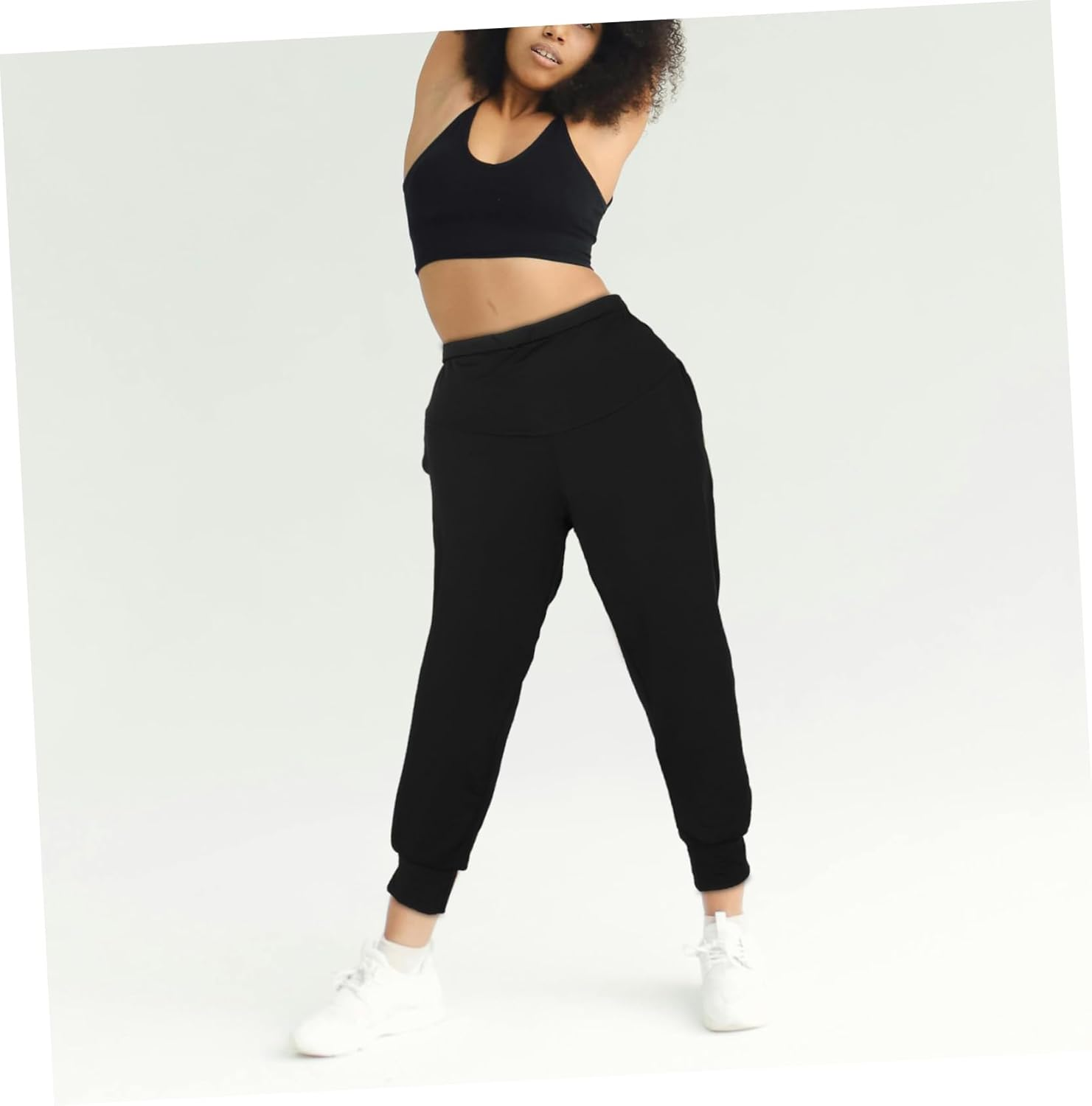 Maternity High Waisted Leggings Seamless Pregnancy Pants Breathable Summer Workout Clothes for Women Gym and Yoga Comfort Leggings Black L image number 2