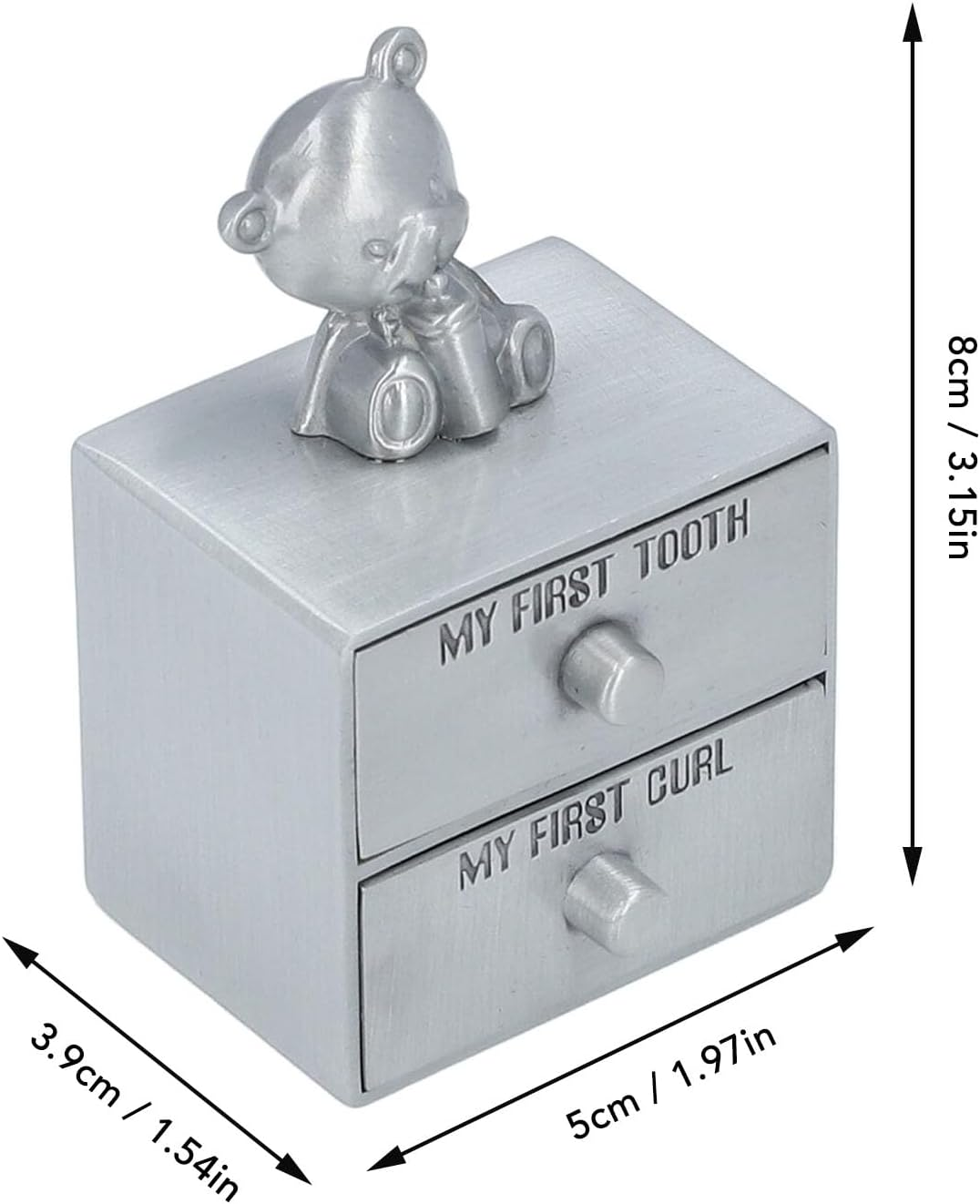 Teeth Keepsake Box for Boys and Girls Baby Tooth Fairy Box with Bear Decor Drawer Alloy Structure Soft Inner Wall Suitable for Christmas New Year Birthdays