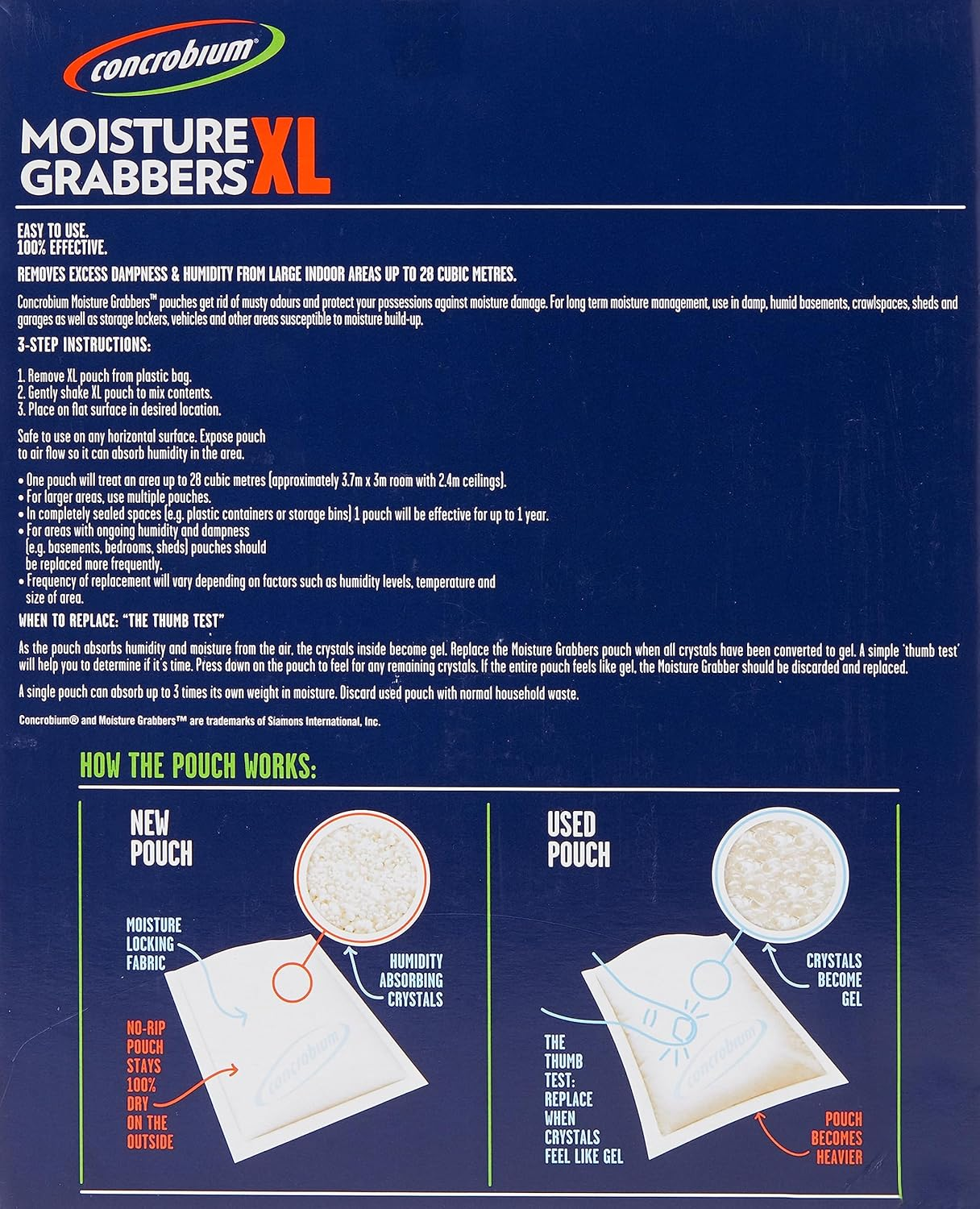Concrobium 1Kg Moisture Grabbers XL Humidity Absorbing Pouch &ndash; Large Indoor Area Absorber & Trap, Ideal for Basements, Attics, Garages, Boats & Rvs, Effective Flood Damage Management image number 6