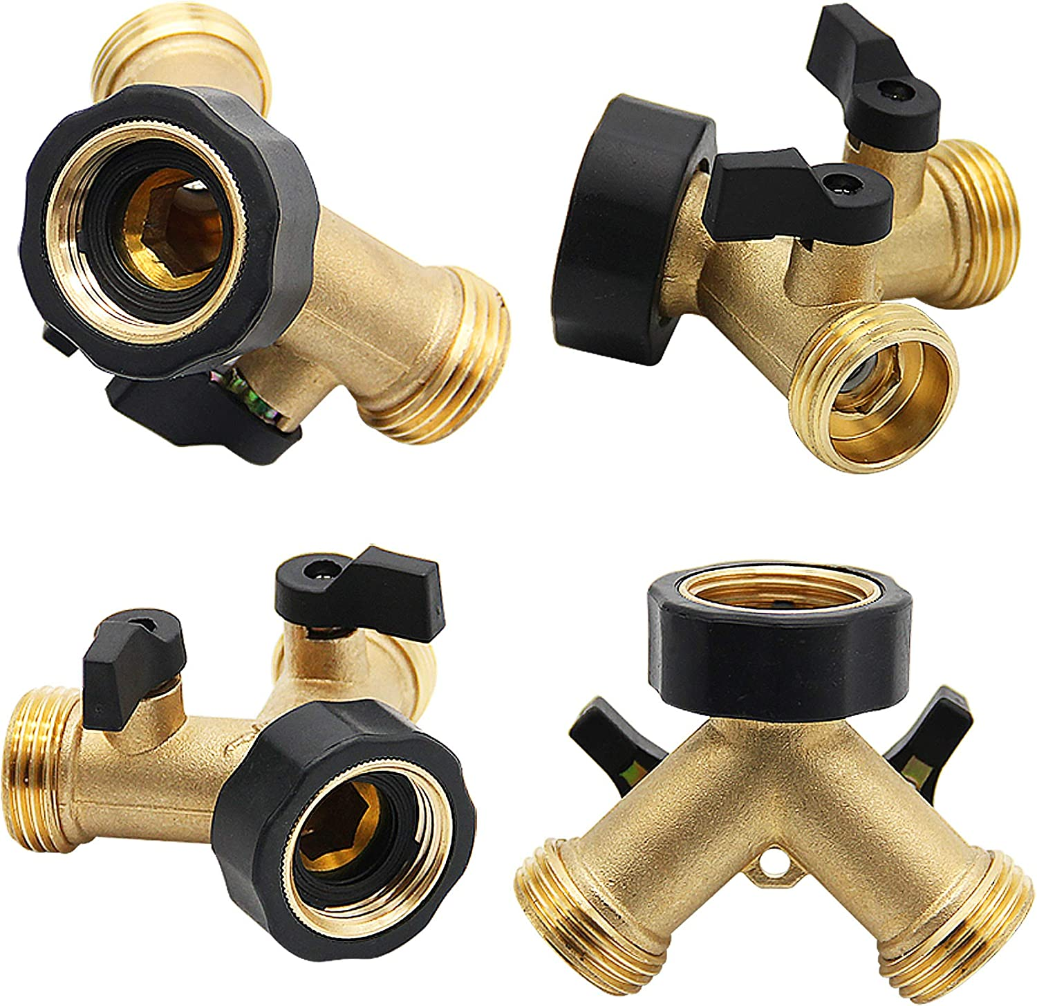 2 Way Brass Hose Splitter, 3/4" Brass Hose Connectors, Y Connector Garden Hose Adapter Connector, 1 Pack image number 5