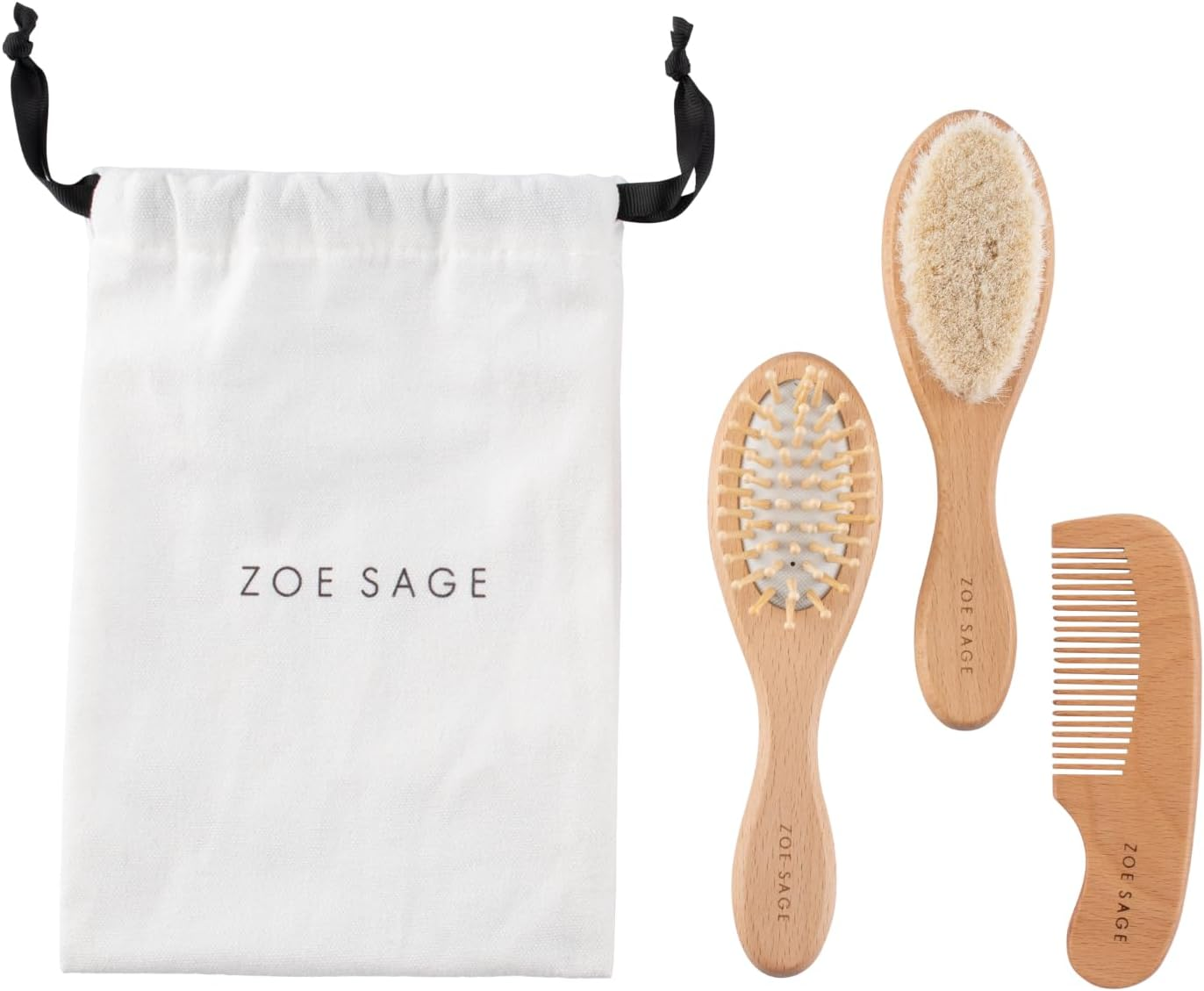 Zoe Sage Baby Brush and Comb Set 3 Piece - Gentle Grooming Kit, Soft and Delicate for Your Newborn and Toddler'S Scalp Crafted from Natural Beechwood for Ease of Use image number 2