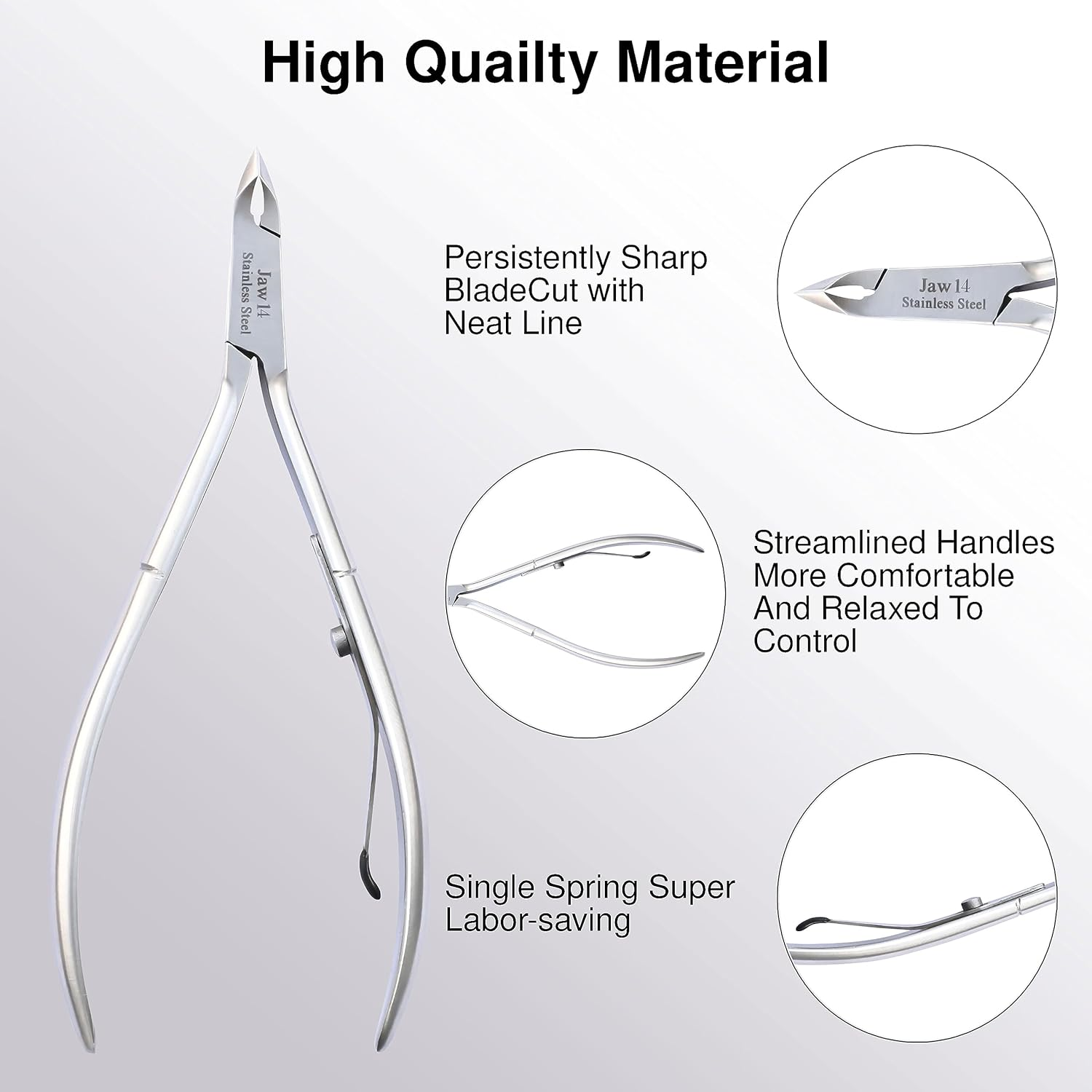 UM Supplies Cuticle Trimmer | Hangnail Remover | Extremely Sharp | Professional Cuticle Nippers | Stainless Steel | Cuticle Clippers | Pedicure Manicure Tool I Jaw 14 (5Mm) image number 5