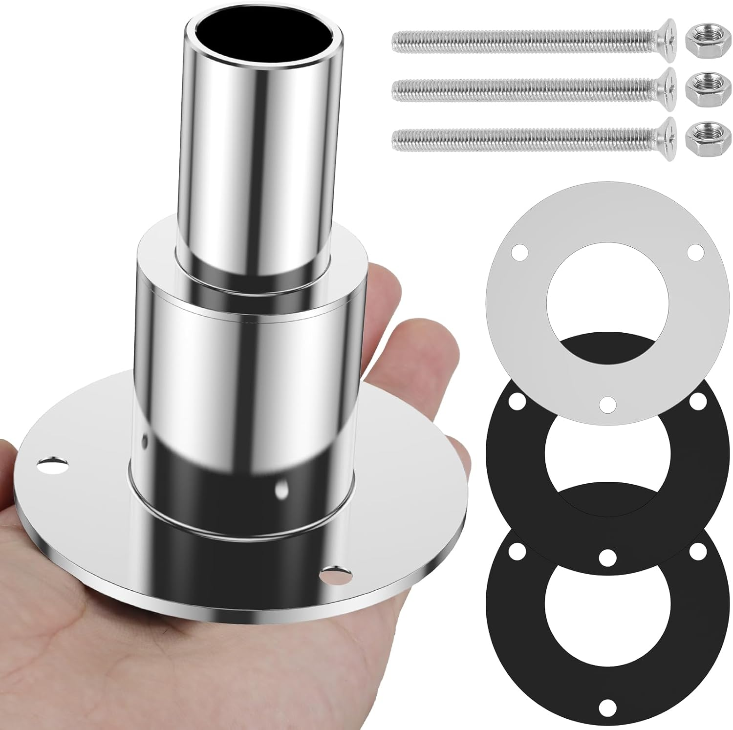 Straight Thru Hull Exhaust Skin 24Mm/0.94 Inch, 316 Stainless Steel Diesel Heater Exhaust Skin Fitting for Tube Pipe Socket Hardware for Diesel Parking Heaters Boat Marine Car Truck(Silver) image number 4