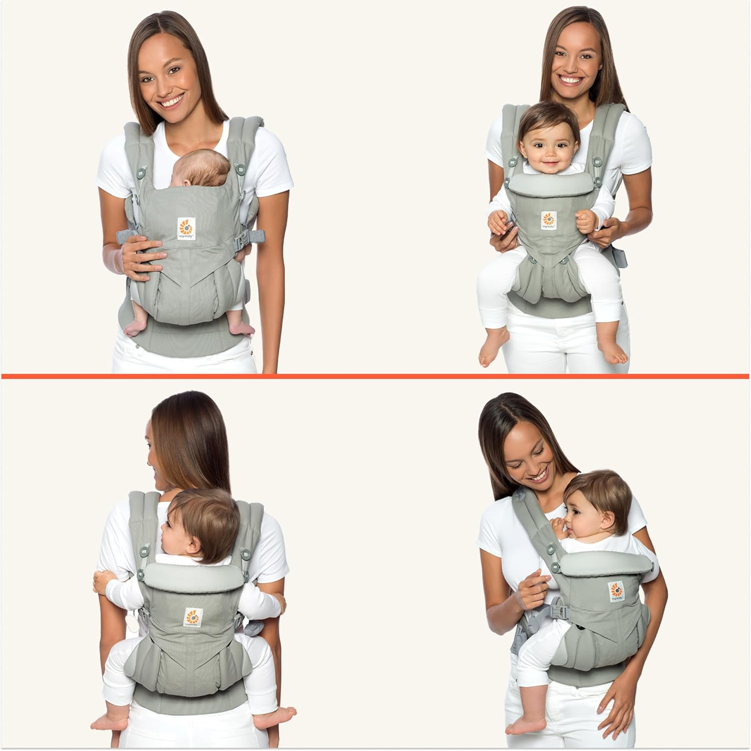 Ergobaby Omni 360 All-Position Baby Carrier for Newborn to Toddler with Lumbar Support (7-45 Pounds), Pearl Grey, One Size (Pack of 1) image number 6