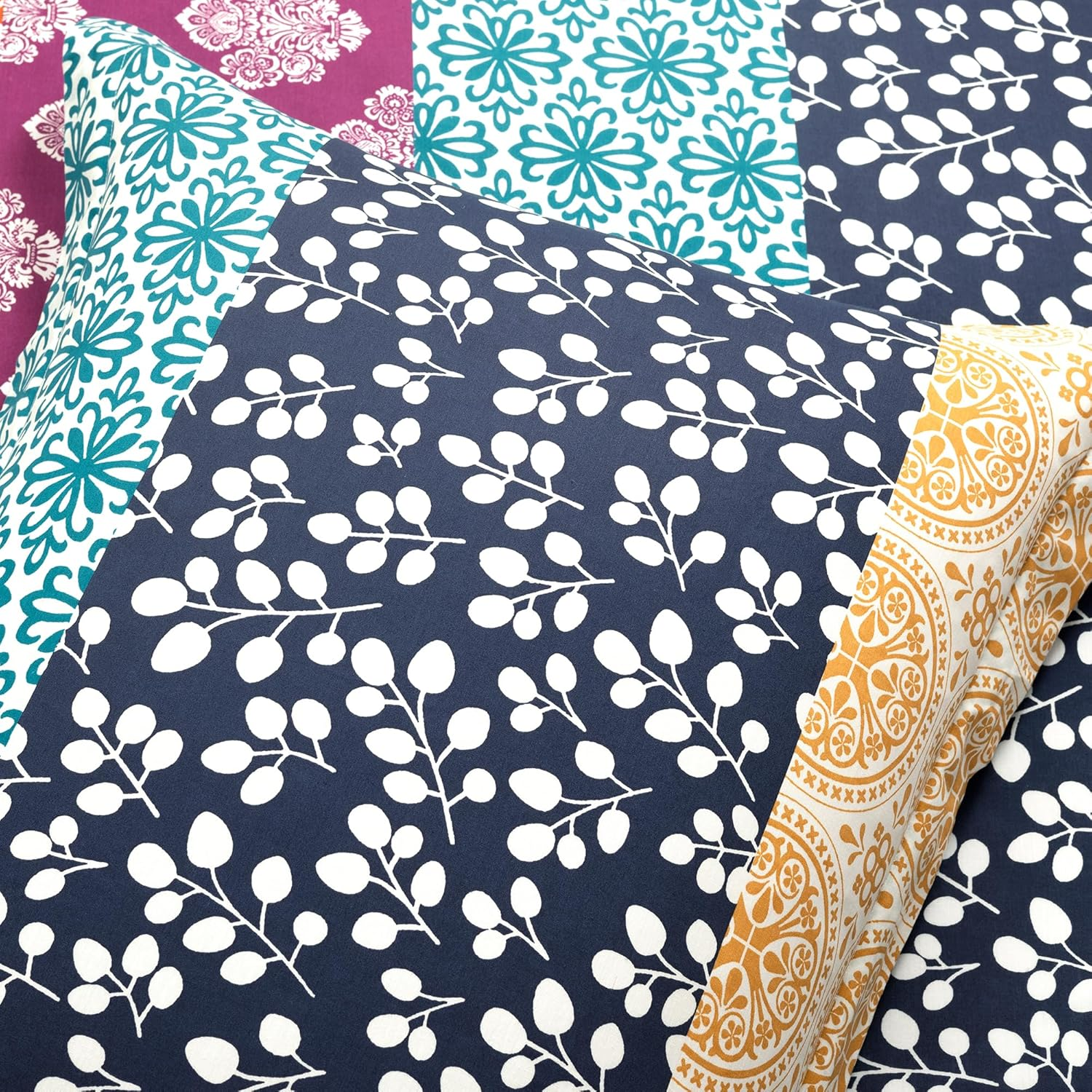 Lush Decor Bohemian Stripe Reversible Cotton Duvet Cover Set, 3 Piece Set, King, Fuchsia & Orange - Boho Bedding Set - Bold & Colorful - Striped Duvet Cover - Maximalist & Boho Bedroom Decor image number 4