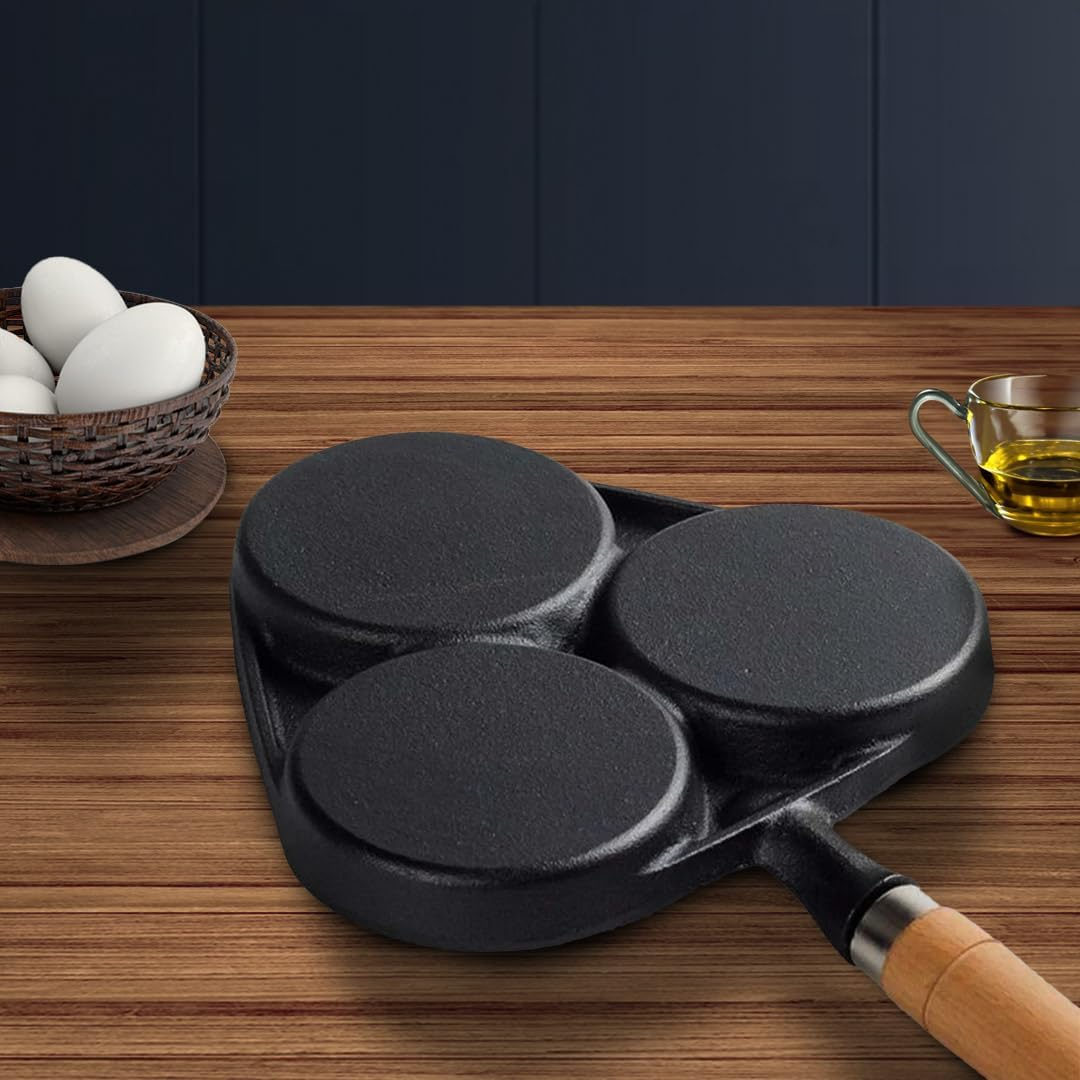 SOGA 3 Mold Cast Iron Breakfast Fried Egg Pancake Omelette Fry Pan- Durable, Long-Lasting Kitchen Cookware. Ideal for Omelette, Fried Eggs, Pancakes, Etc. image number 4