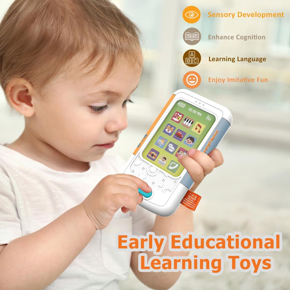 Baby First Smartphone Cell Phone with Sounds and Light, Realistic Swipe Phone Toy Fun Early Learning Musical Toy for Boys and Girls Infant image number 4