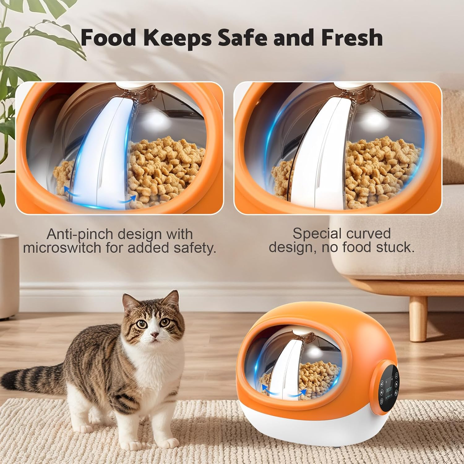 Advwin RFID Automatic Cat Feeder, Microchip Pet Feeder with Collar, Automatic Timed Pet Feeder for Multiple Cats, 4 Feeding Modes, Voice Recorder - Suitable for Both Wet and Dry Food image number 3