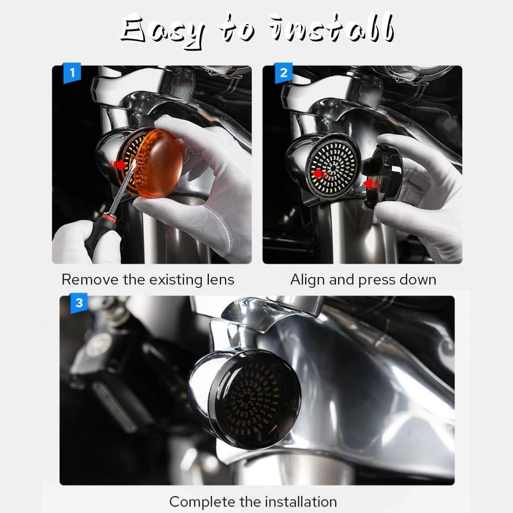 4Pcs 2Inch Smoke Bullet Turn Signal Light Lens Cover,Anti-Scratch Lenses Fit for Harley Touring Street Glide Road Glide Road King Electra Glide Softail Dyna Sportster Iron883 1200 image number 4