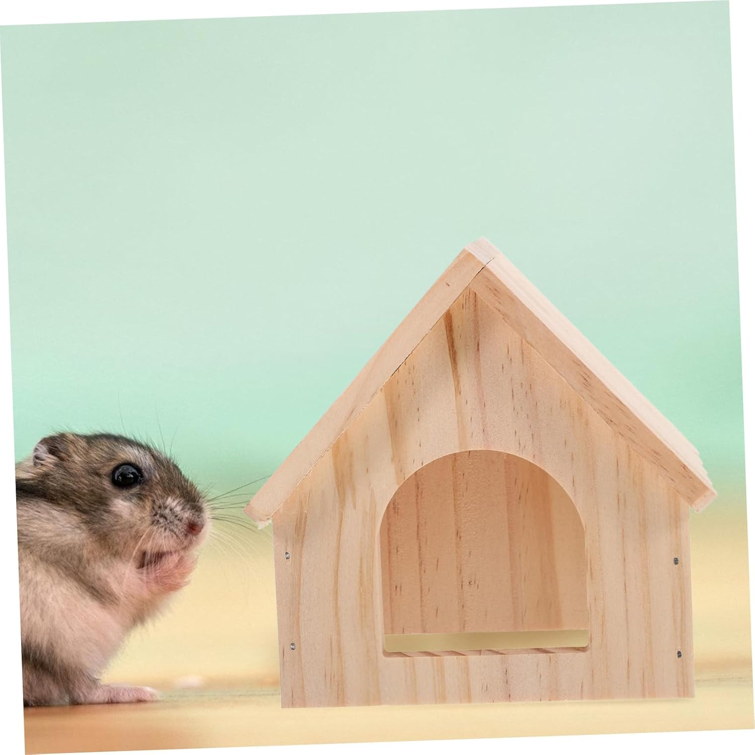CVUTOVO Hamster Wooden Hideout and Guinea Pig Hideout Wood Small Animal Hut Natural Solid Wood Small Pet Hut Shelter for Hamsters and Guinea Pigs image number 5