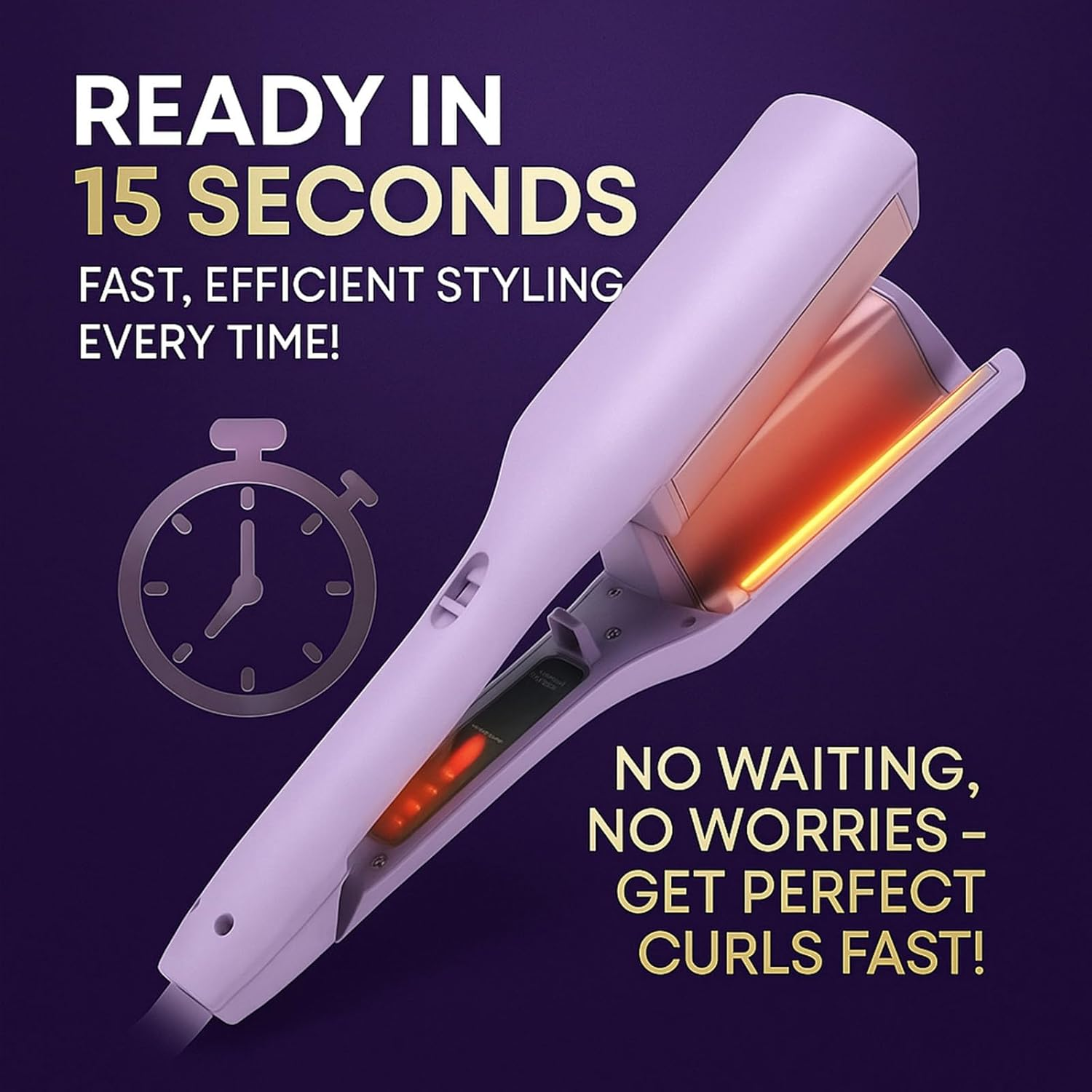 Homessencials Hair Styling Tool with Negative Ionic Technology &ndash; 3D Curling Iron for Frizz-Free Curls, Quick Heat in 15 Seconds, Adjustable Temperature for Smooth Waves, Beach Curls & French Style, Ideal for Home, Travel & Professional Use (B) - C image number 4