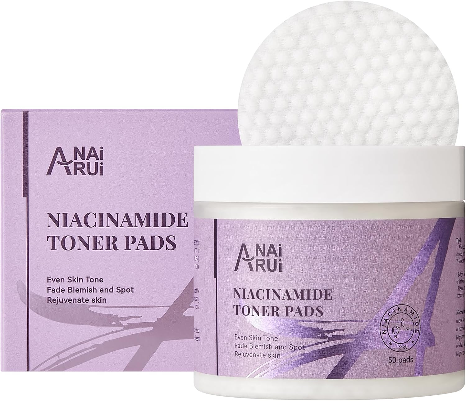 ANAI RUI Niacinamide Facial Radiance Pads, with Glutathione, Niacinamide, LHA, PHA - 50 Pads for Even Skin Tone, Reduce Blemish and Spots image number 6