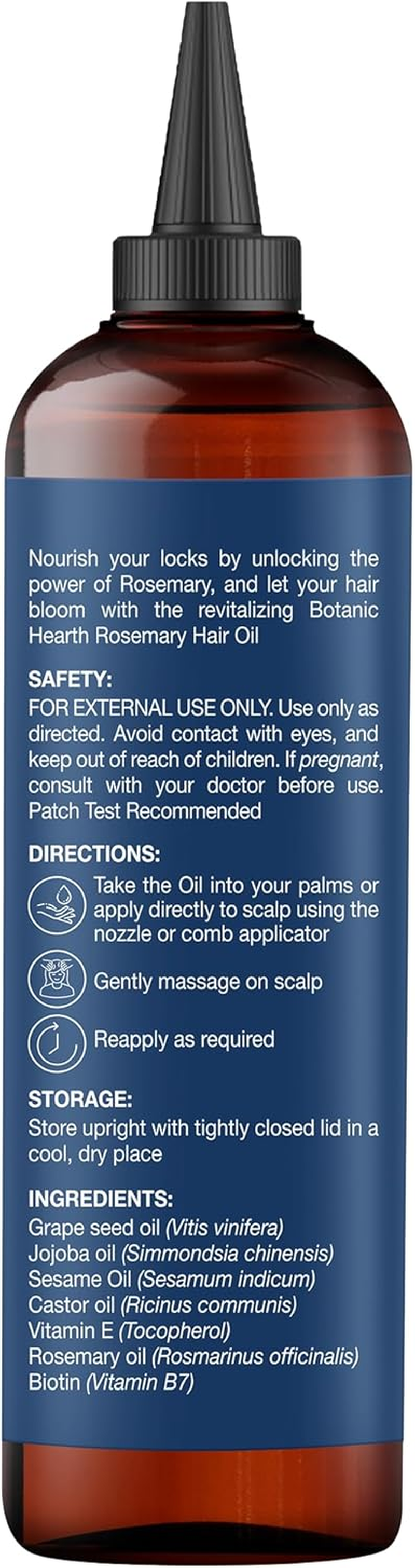 Botanic Hearth 100% Pure Rosemary Oil for Hair Growth Infused with Biotin (6.7 Fl Oz) | Hair Strengthening Treatment | Nourishing & Volumizing | with Jojoba Oil & Castor Oil | Non GMO Verified