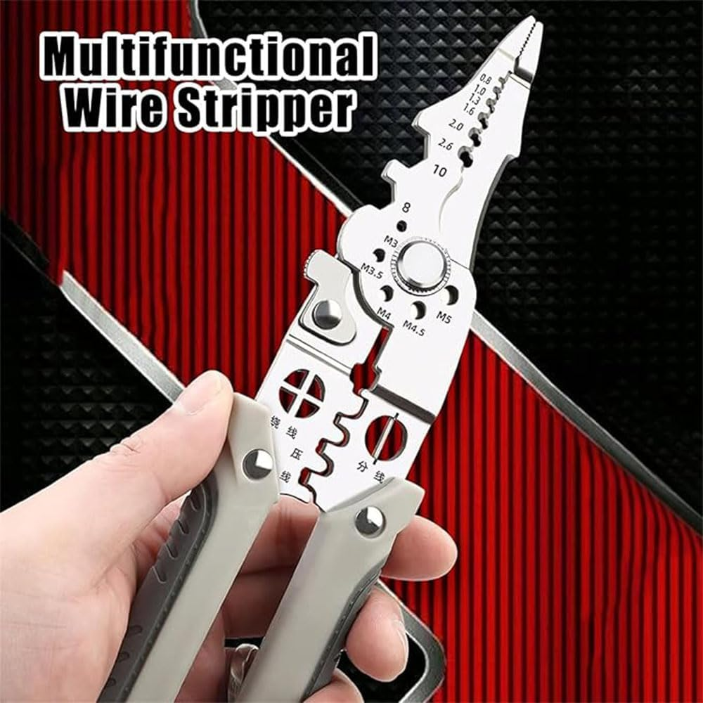 1 Pcs Multifunctional Wire Stripper Crimper Cable Cutter Pliers,Wire Strippers Tool, Multifunctional Wire Cutter for Electric Cable Stripping Cutting and Crimping image number 2