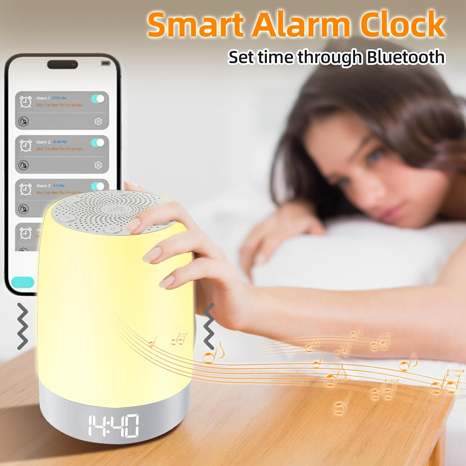 White Noise Machine for Baby Adult, 32 Soothing Sounds Sleep Sound Machine with Night Lights, Alarm Clock, App Remote Control, Wireless Speaker for Sleeping Relaxing Travel Office