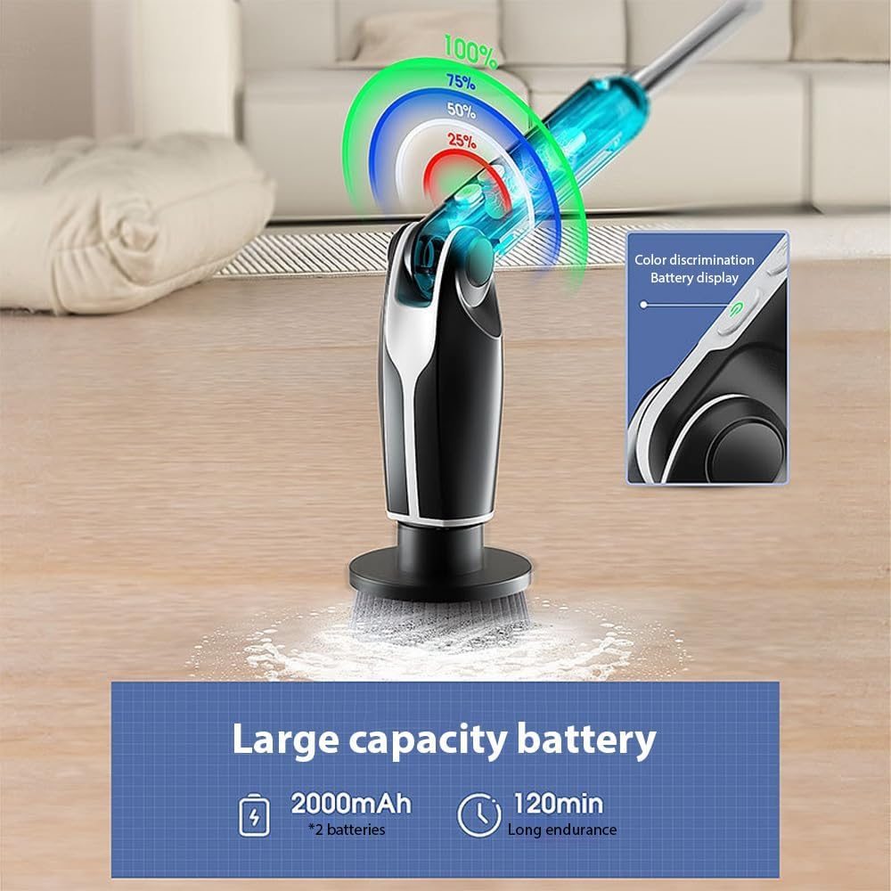 Electric Spin Scrubber, Cordless Cleaning Brush with 8 Replaceable Drill Brush Heads,Waterproof Shower Scrubber with Telescopic Handle for Tub Shower Tile Floor image number 4