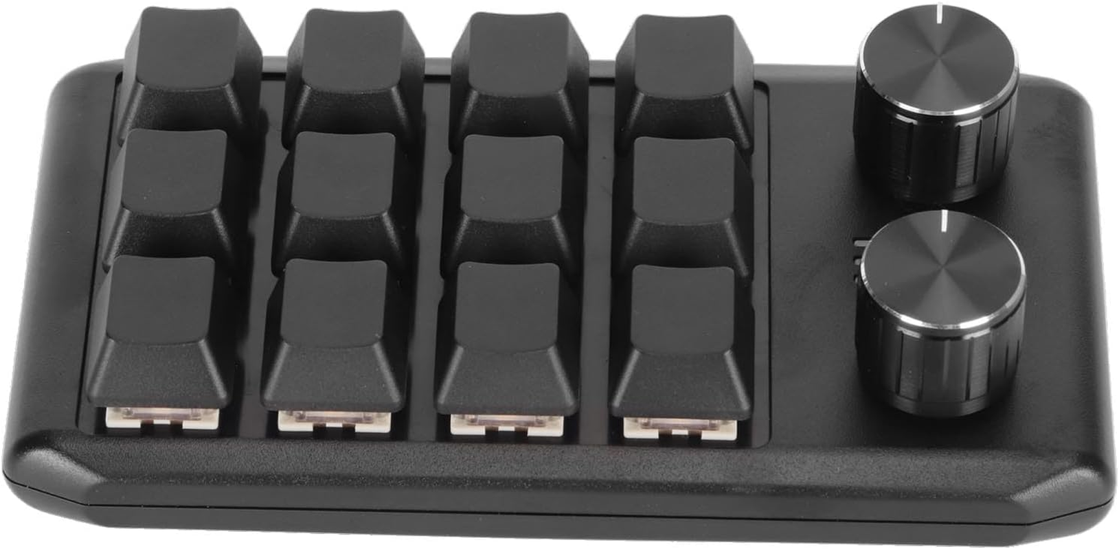 Programming Macro Keypad, Mechanical Macro Custom Keypad Multifunction 12 Keys 2 Knobs for Office (Wired USB) image number 2