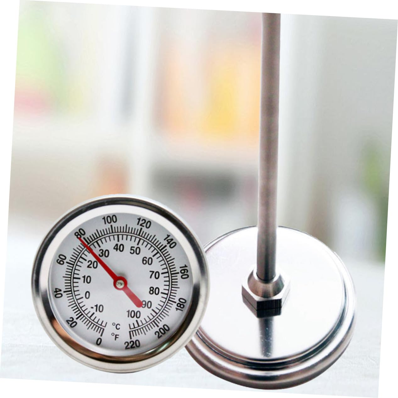 Ibasenice Stainless Steel Compost Soil Thermometer with Metal Measuring Probe Accurate Temperature Detector for Indoor Outdoor Gardening and Composting Rugged Design