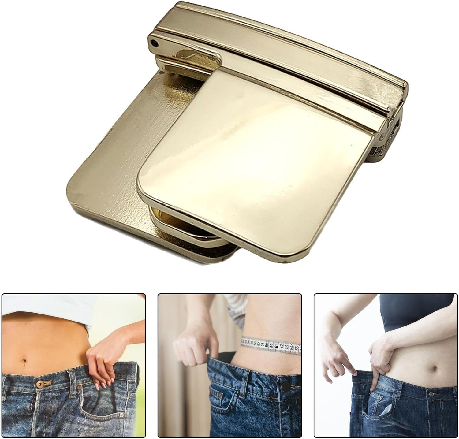 Colaxi Pants Clips for Waist, Pant Waist Tightener, Waist Clips for Trousers, Pant Waist Shrink Clip Waist Buckle - Golden image number 4