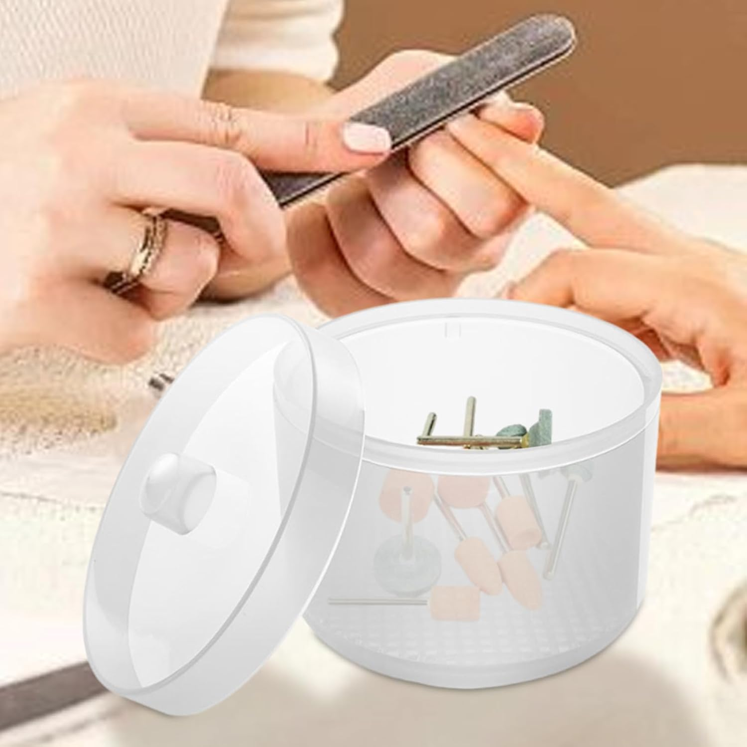 Nail Tool Cleaner, Manicure Cleaning Container, High Temperature Resistant Nail Tool Cleaning Box for Manicure, Pedicure, Home, Travel - Pink image number 5