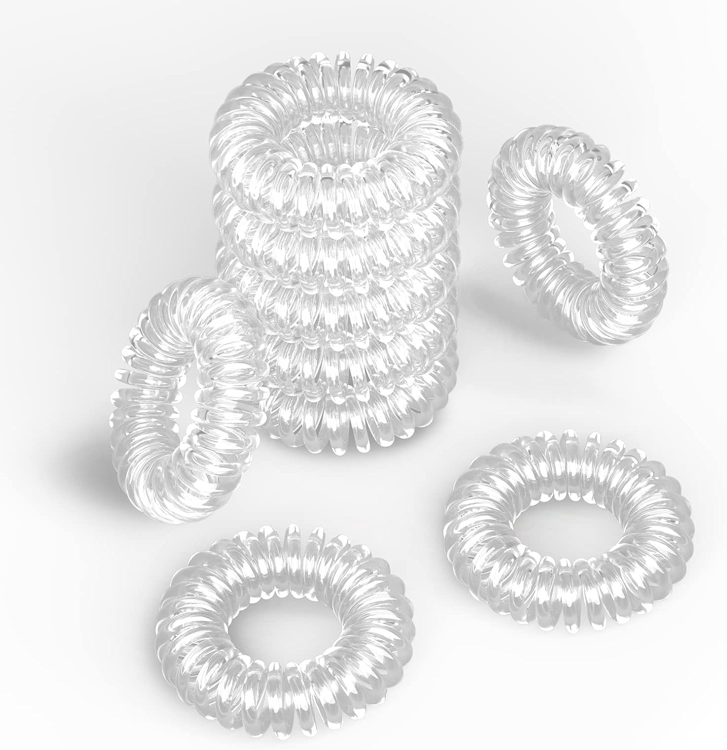 FLAFARY Spiral Hair Ties, 9Pcs Black Hair Elastics for Women, Coil Elastic Hair Ties for Thick Hair, Hair Coils Rubber Bands Phone Cord Hair Bobbles for Ponytail Holders