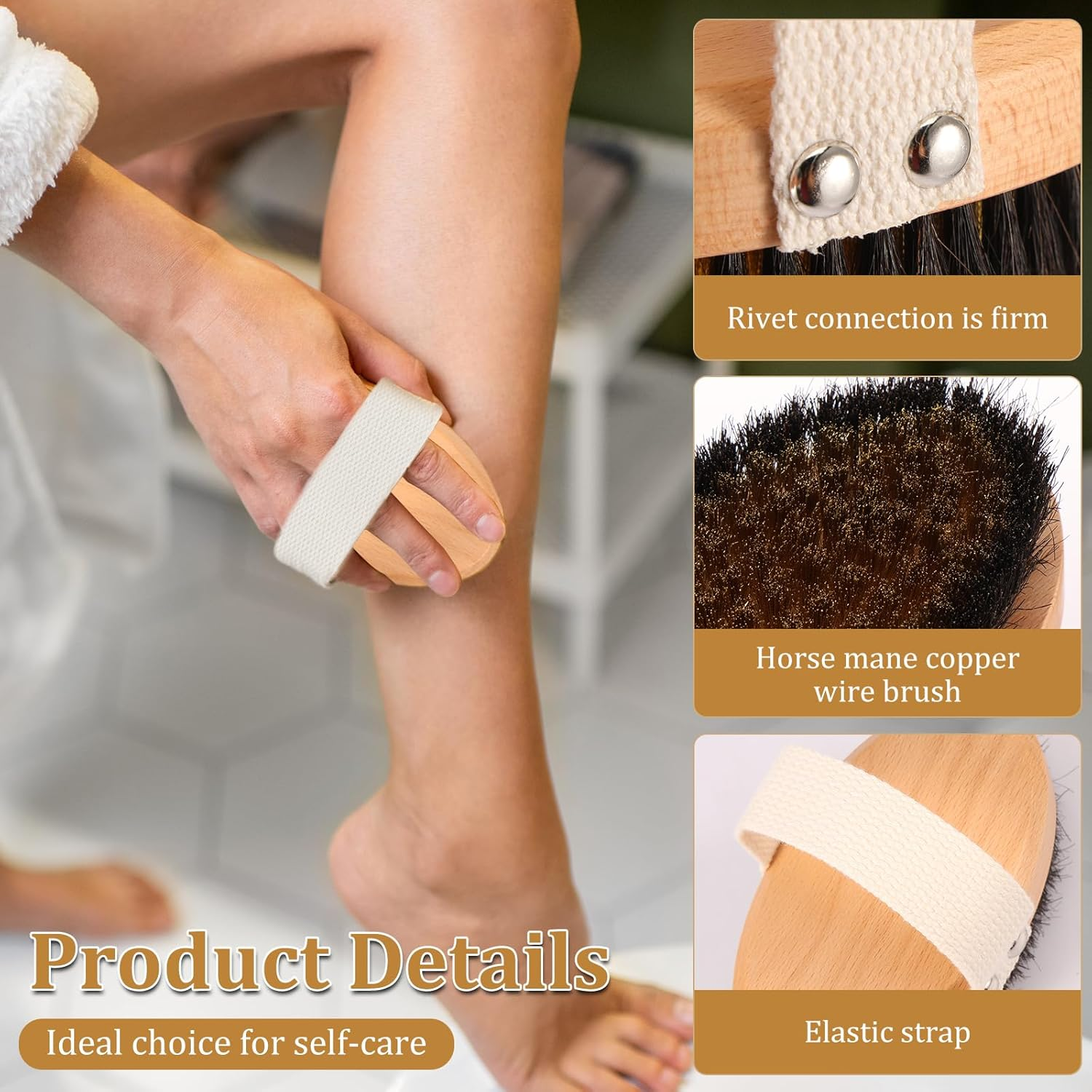 2 Pcs Dry Brushing Body Brush Set - Efficient Multifunctional Body Scrubber Kit | Ideal for Shower & Bathing | for Women & Men image number 3