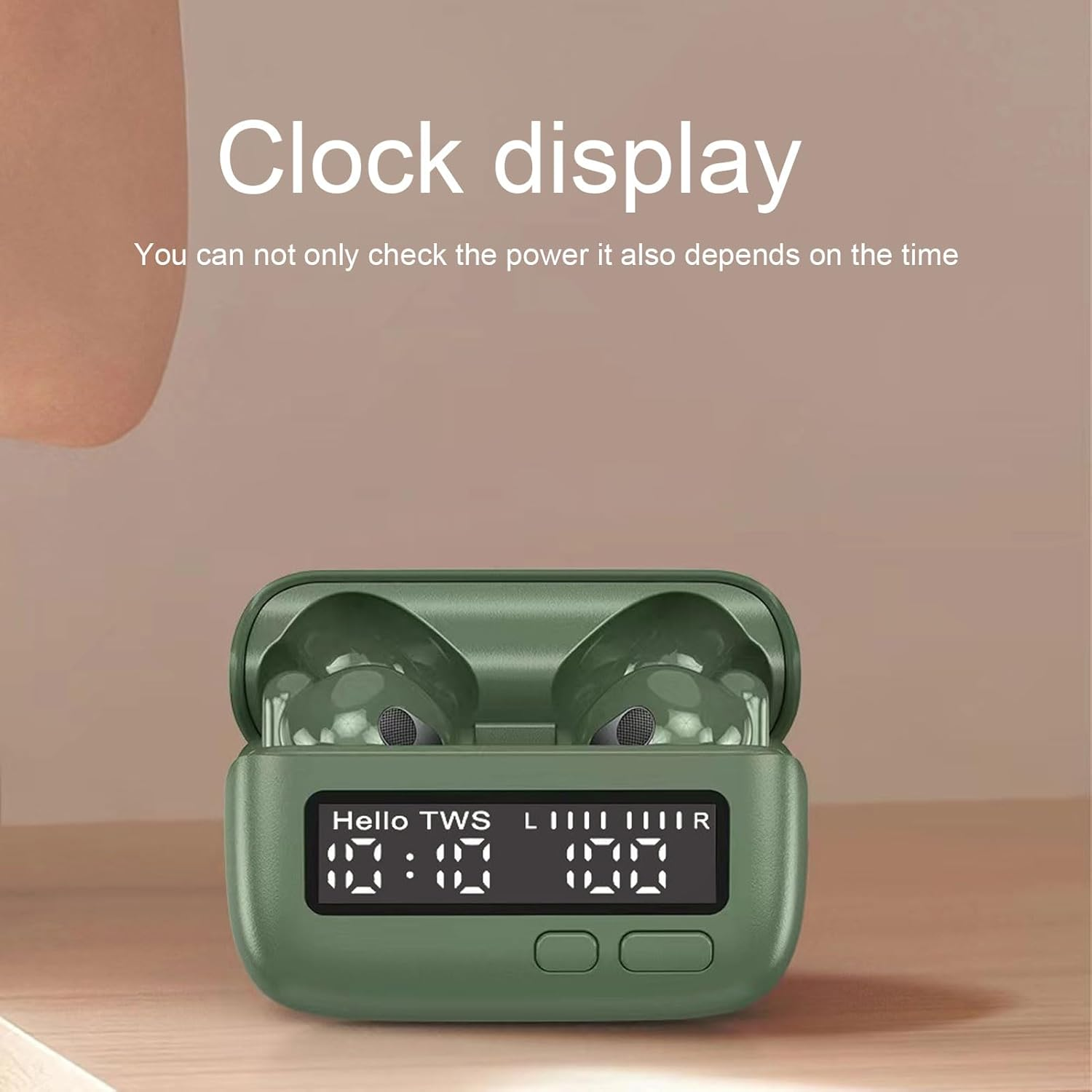 Unique Pager-Beeper Shaped Bluetooth 5.2 Earbuds, Wireless Retro Cute Earbuds, Portable ENC Noise Cancelling Earbuds for Sports Games Travel (Green) image number 5