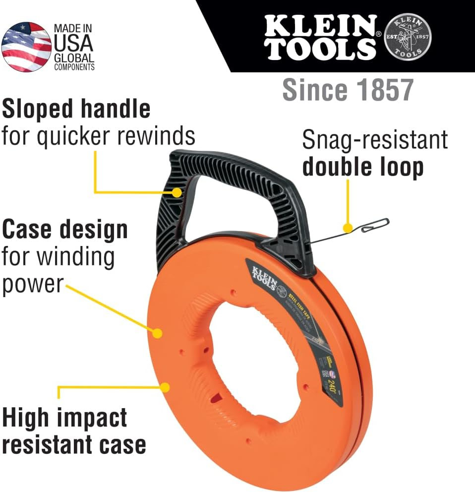 KLEIN TOOLS STEEL FISH TAPE 1/8-INCH X 240-FOOT image number 2