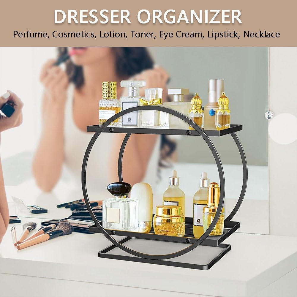 2-Tier Makeup Organizer for Vanity &ndash; Large Capacity Skincare & Perfume Storage Rack, Countertop Cosmetic Display Tray for Bathroom, Dresser, Bedroom Decor image number 3