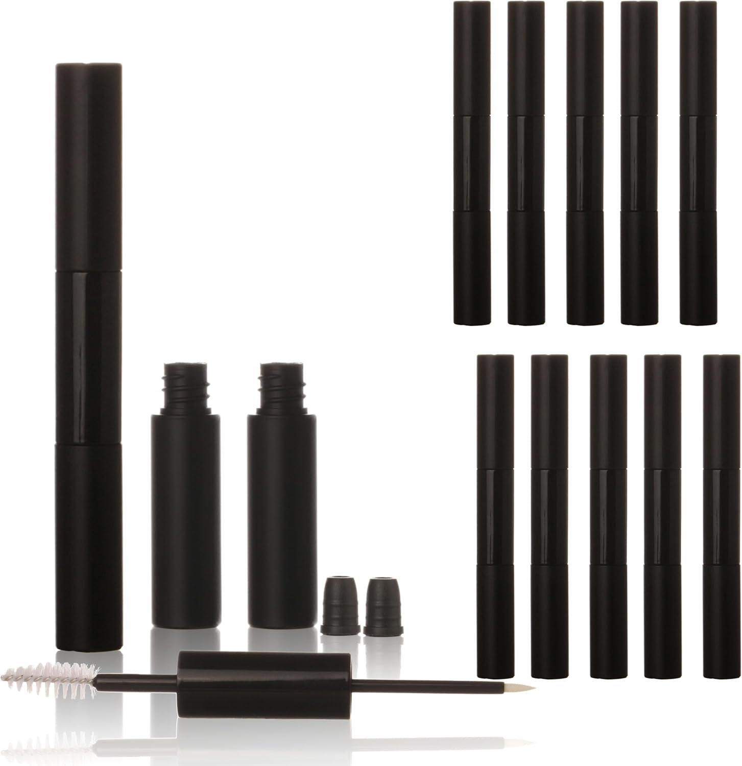 COSIDEA 10PCS Empty 5Mlx2 Dual Ended Mascara Tubes and Eyeliner Tube 10Ml 2 in 1 Mascara Tube and Wand for Castor Oil Eyelash Glue Bottle image number 3