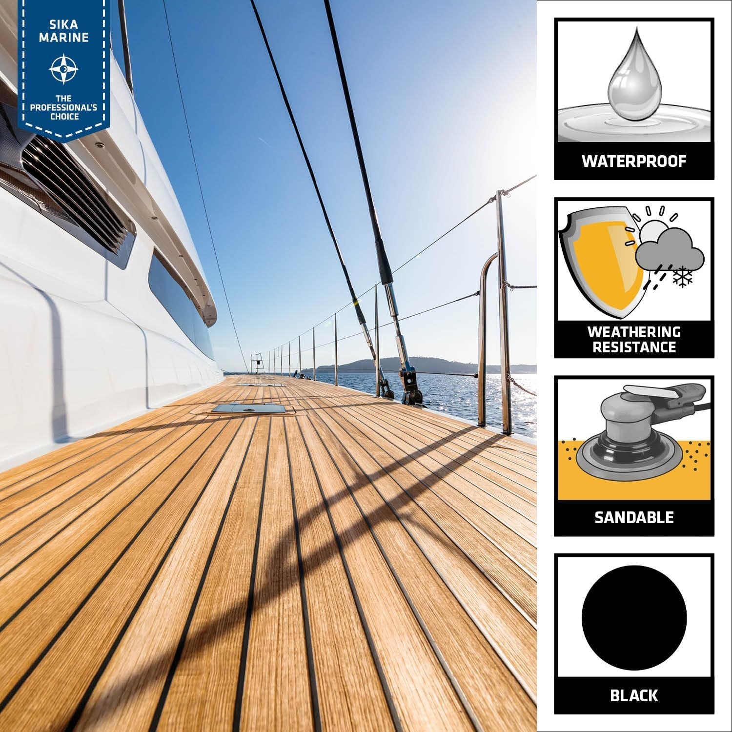 SIKA - Professional Deck Caulking Compound - Sikaflex-290 DC PRO - Black - for Yacht and Commercial Ship Construction - 300Ml image number 2