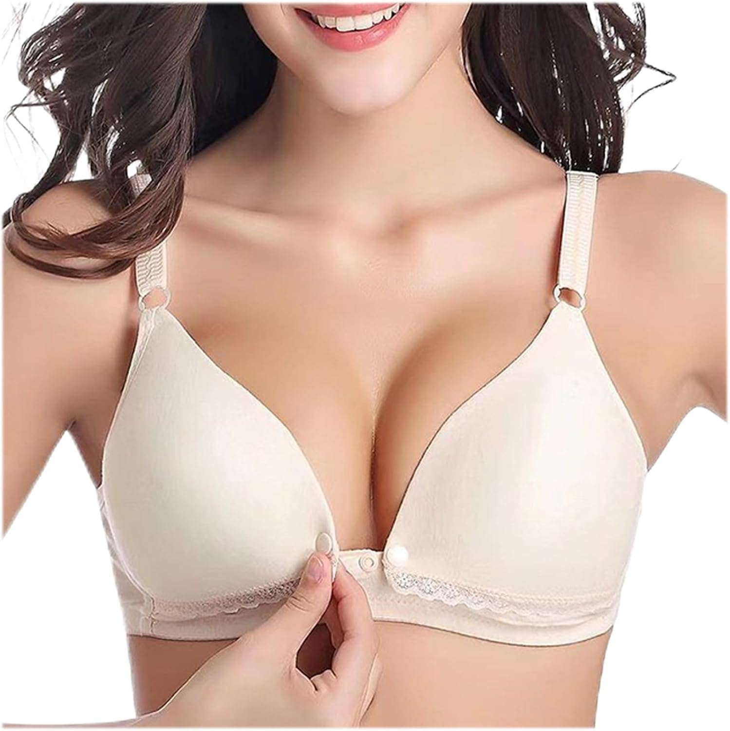 Dress Cici Nursing Bra Minimizer Bras Triangle Cotton Front Snap, 3 PCS image number 1